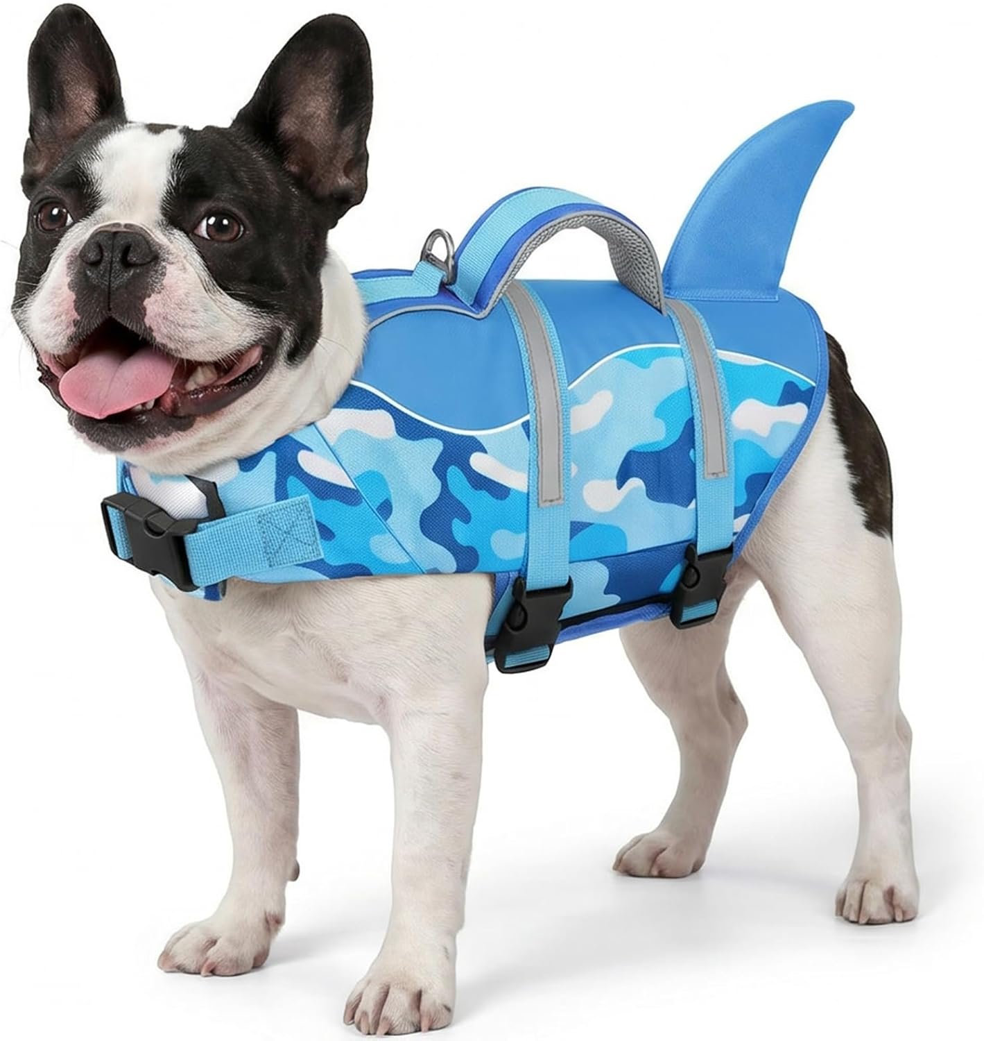 AOFITEE Dog Life Jacket, Shark Dog Life Vest for Swimming Boating, Reflective High Flotation Small Dogs Lifesaver, Ripstop Pet Swim Vest Swimsuit with Rescue Handle for Small Medium Large Dogs, S
