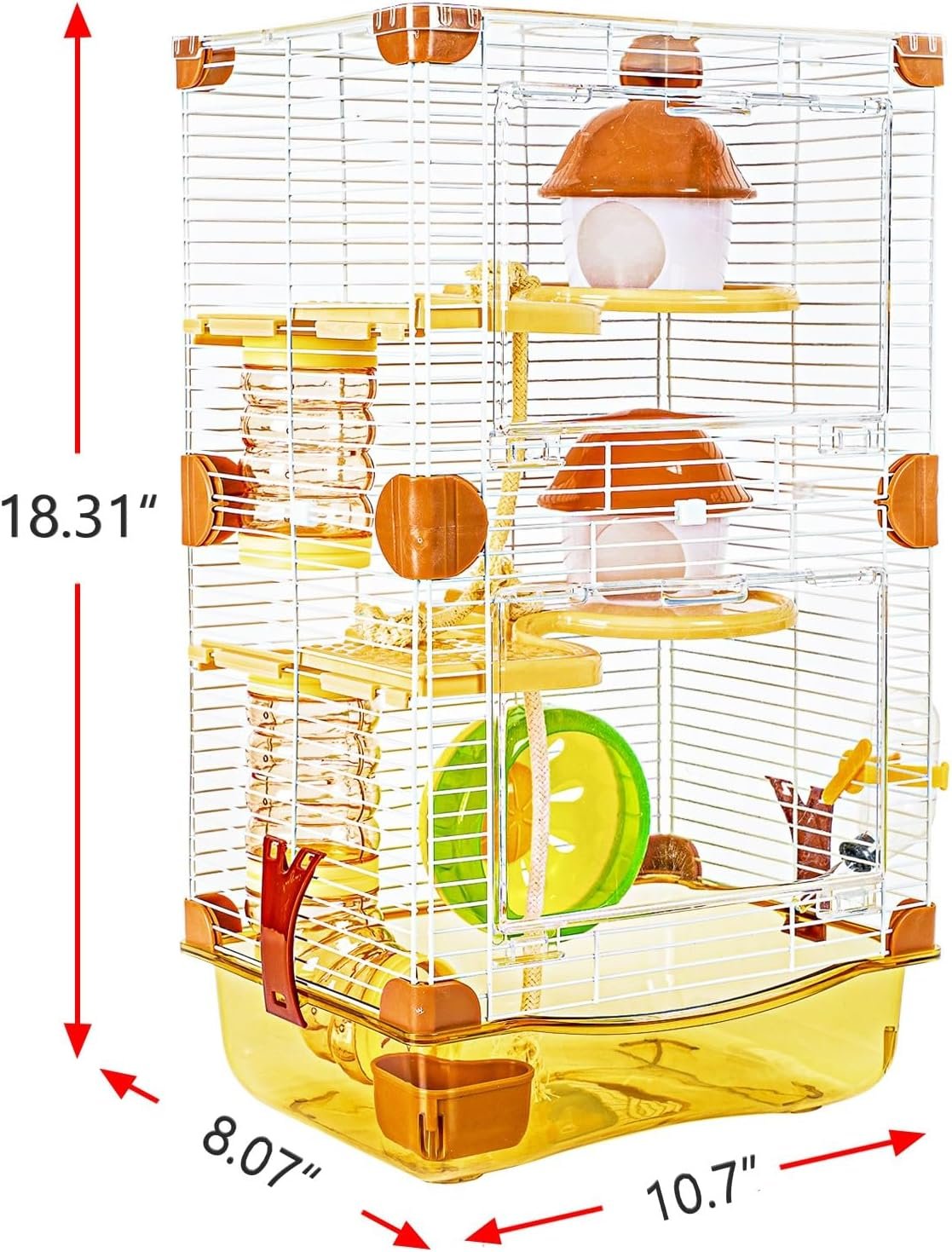 Hamster Cage Small Animal Cage 3 Layers Transparent Cage Size：10.6″(W) X8.1(L) X18.3 (H) Suitable for Hamsters up to 3.5 inch in Length(Please Note This is MINI cage that for MINI Hamster)