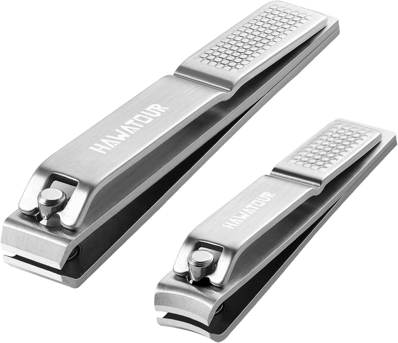 HAWATOUR Nail Clippers Set with Visibly Tin Case, Silver