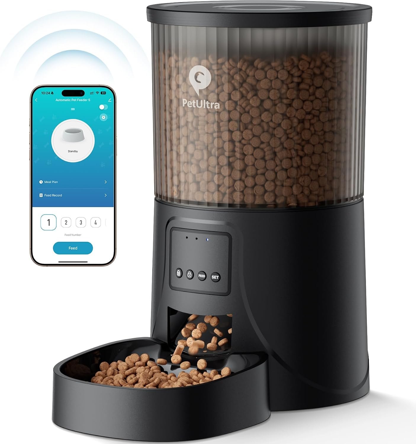 PETULTRA Automatic Cat Feeder 5Ghz WiFi APP Control Cat Food Dispenser