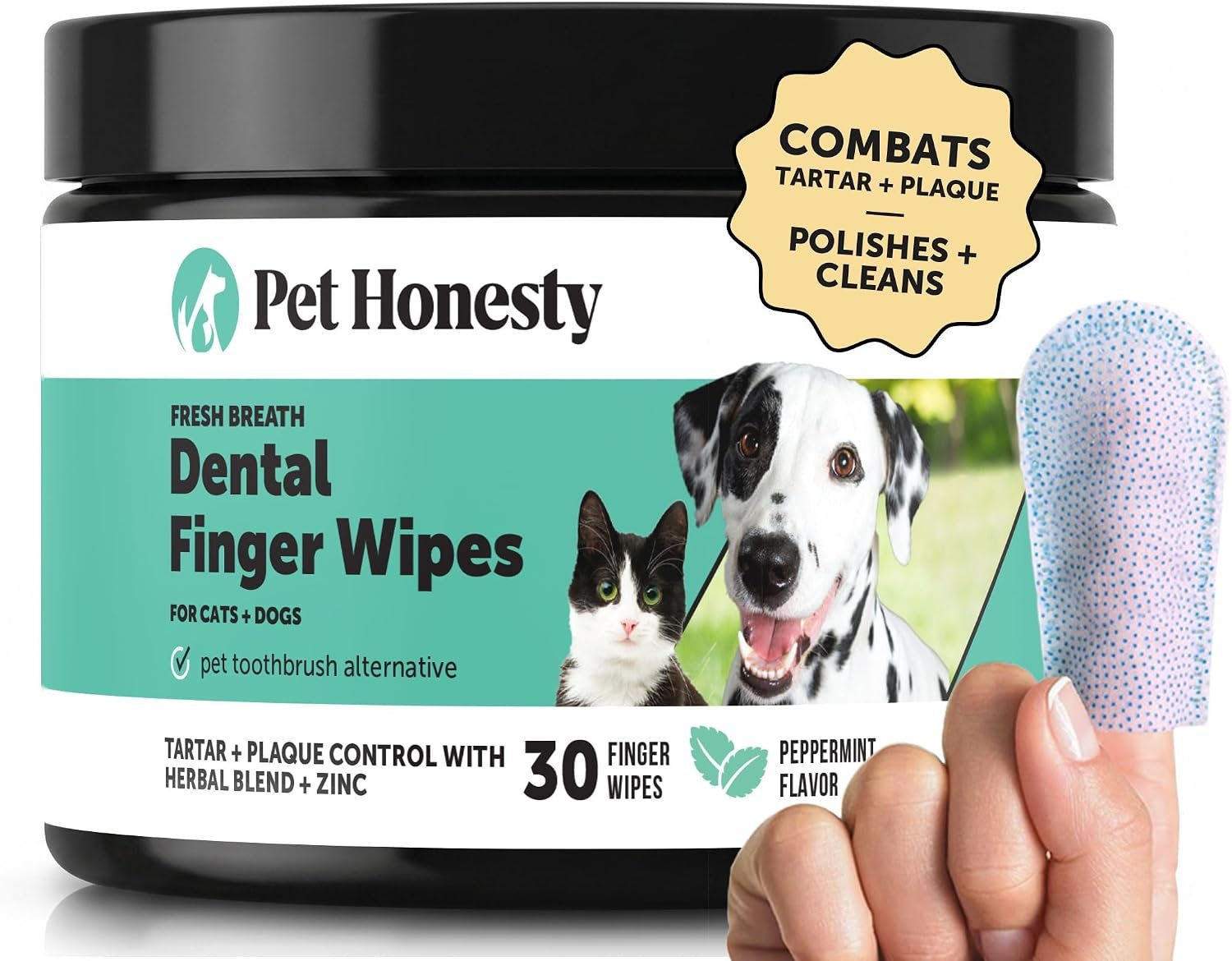 Pet Honesty Vet Recommended Cat & Dog Teeth Cleaning Wipes, 30 Ct