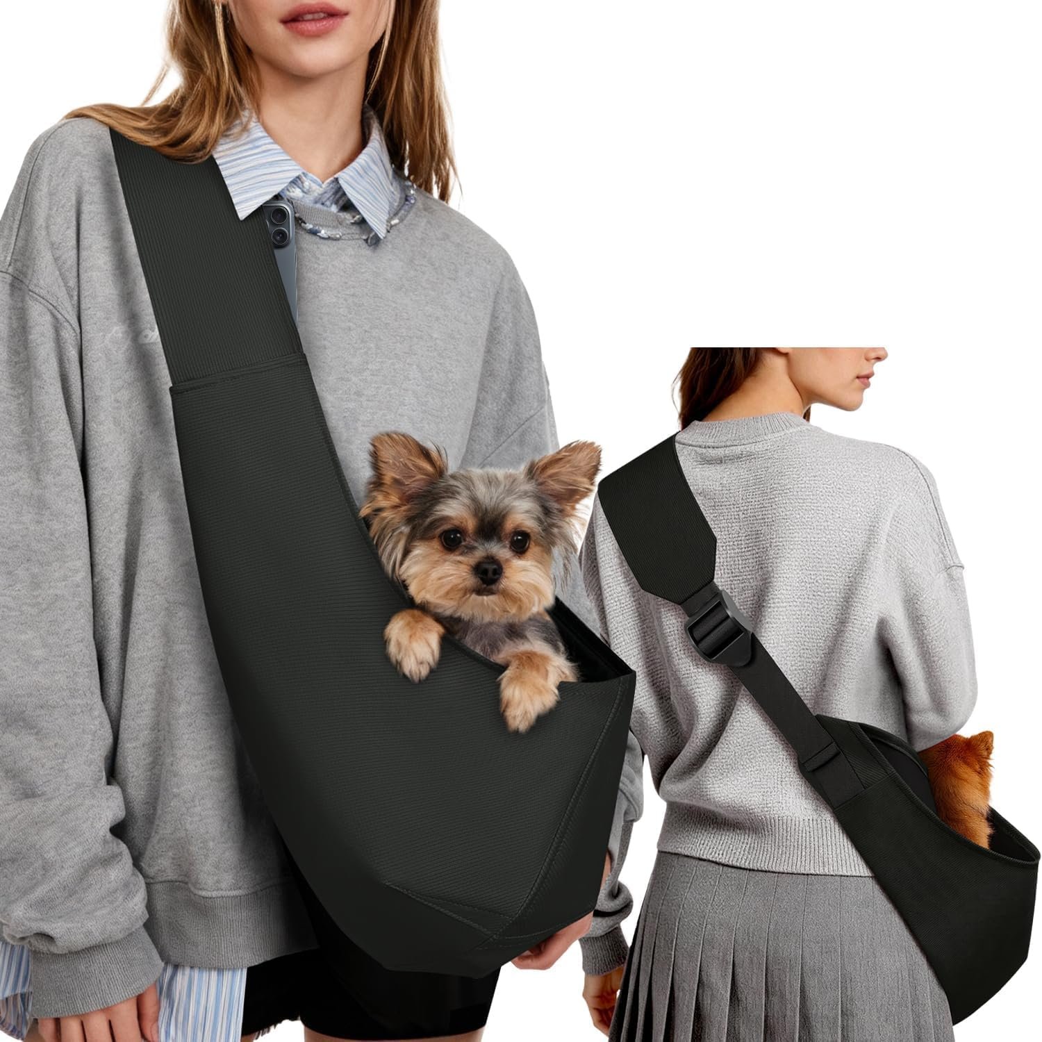 YUDODO Adjustable Dog Sling Carrier for Small Dogs, Puppy Crossbody Carrier