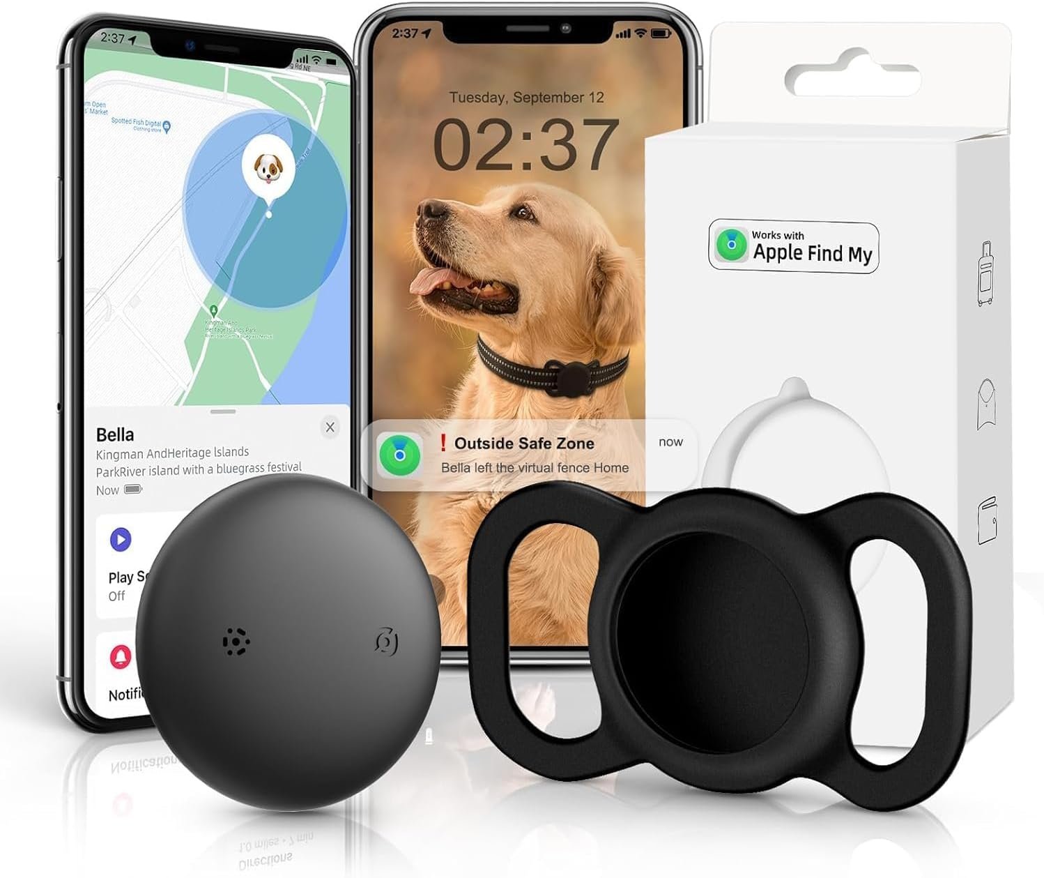 iOS Smart GPS Dog Collar, Mini Pet Activity Tracker No Monthly fee 1 Pack