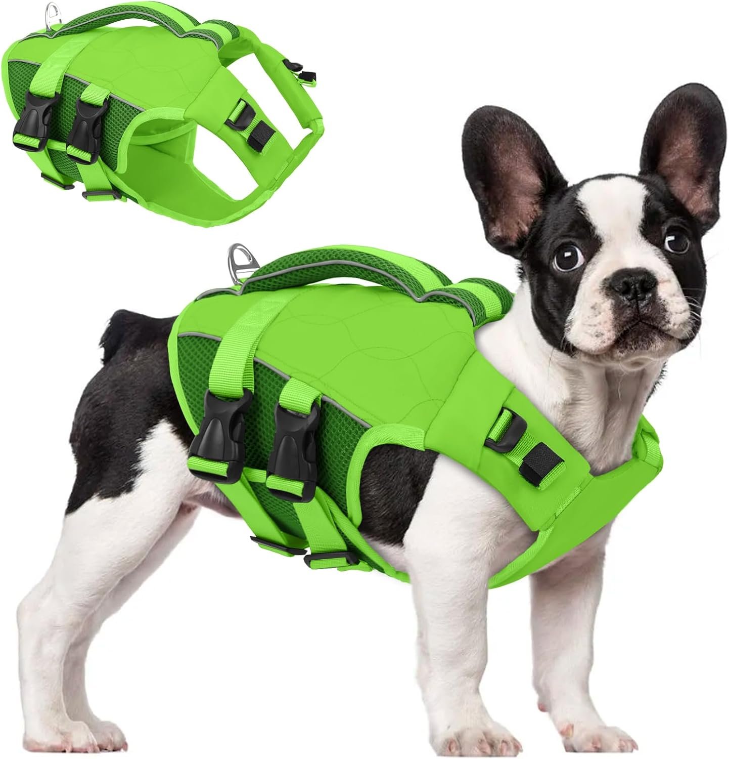 ASENKU Dog Life Jacket, High-Buoyancy Reflective Dog Swimming Vest with Durable Handles for Small/Medium/Large Dogs – Pool, Beach, Boating (Green, S)