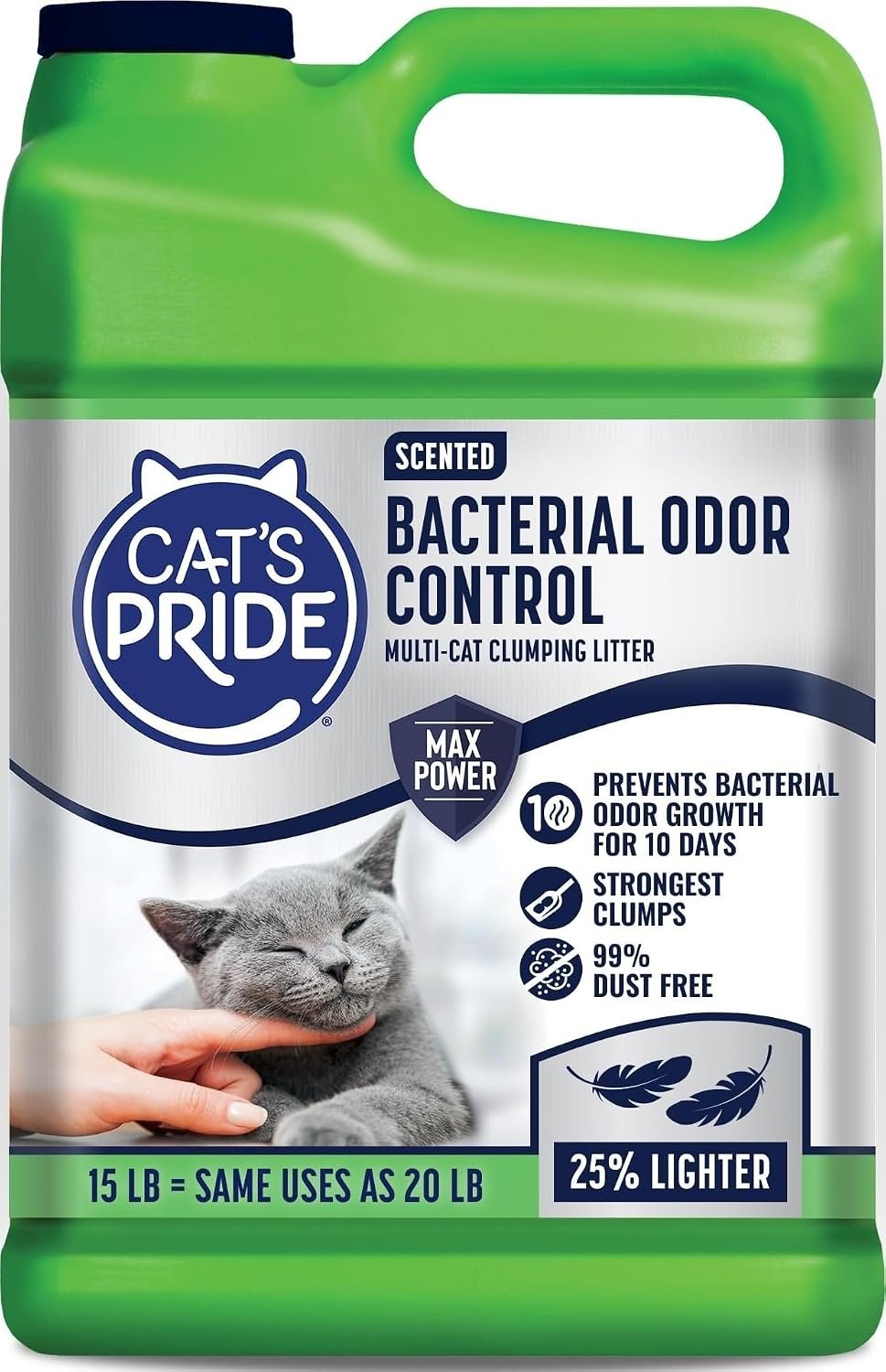 Cat’s Pride Bacterial Odor Control, Max Power, Clumping Litter Scented 15lb