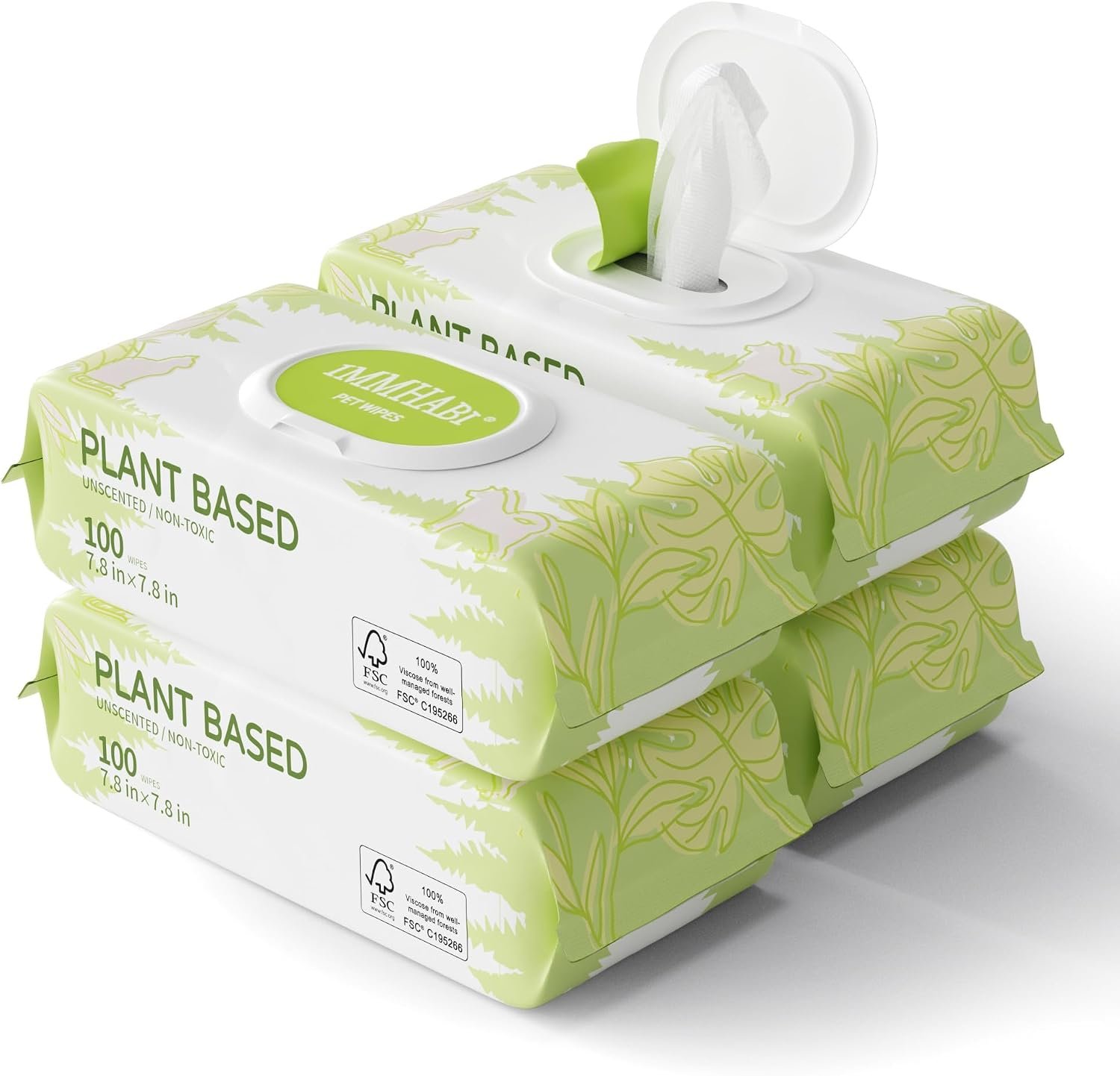 IMMHABI 400 Count Dog Wipes, Unscented Plant-Based Hypoallergenic Pet Wipes for Paws, Butt, and Anal Gland Care, Cleansing & Deodorizing for Puppies and Cats