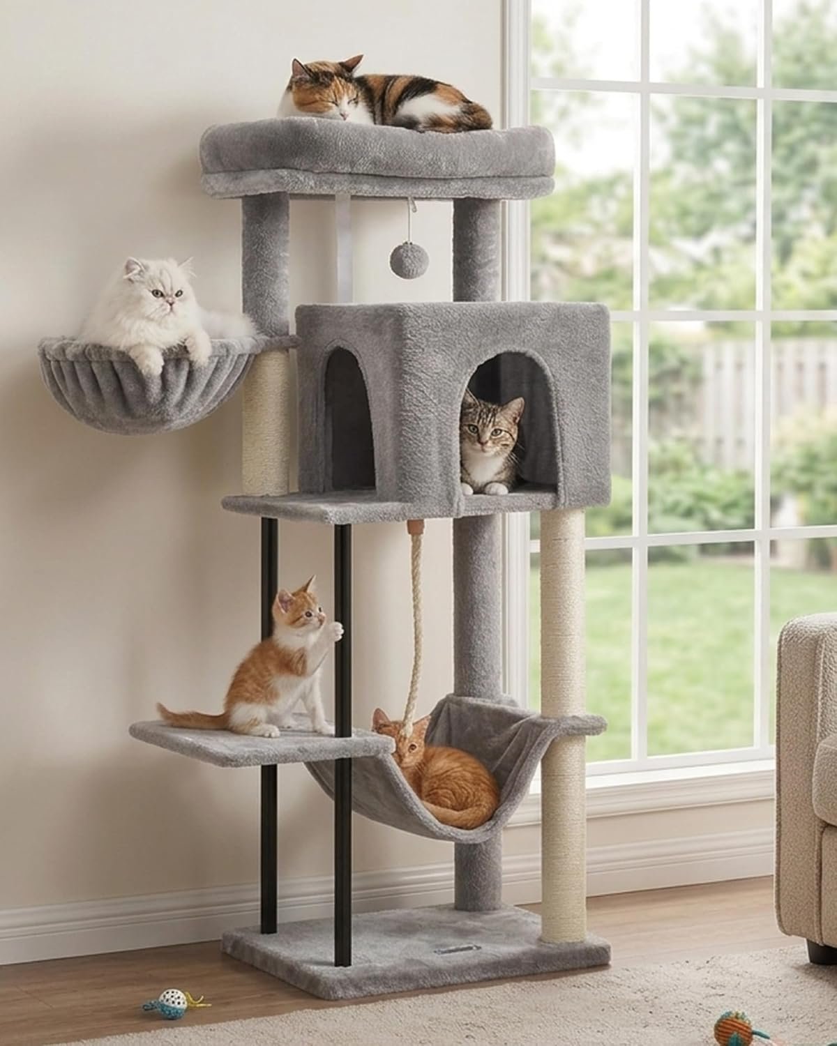 Gitelsnour Cat Tree, 43.3” Cat Tower with Hammock for Kittens GCT004SW