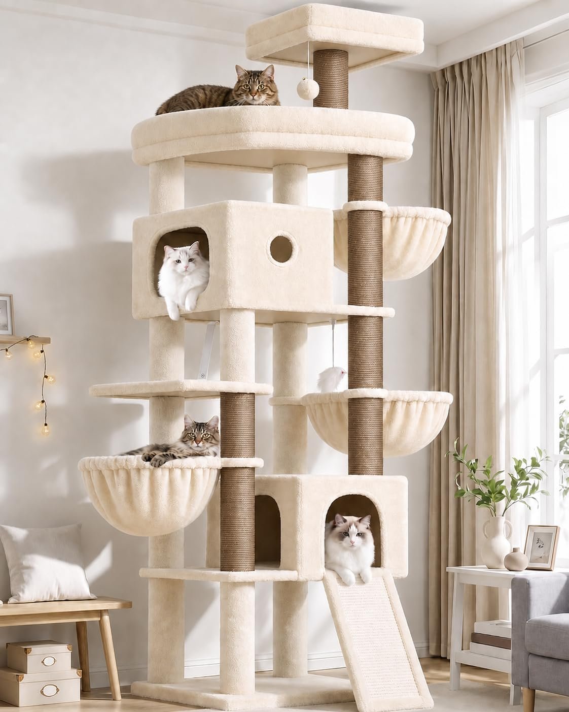 Globlazer F83C Pro Max Heavy Duty Maine Coon Cat Tree, 83in Tall Tower