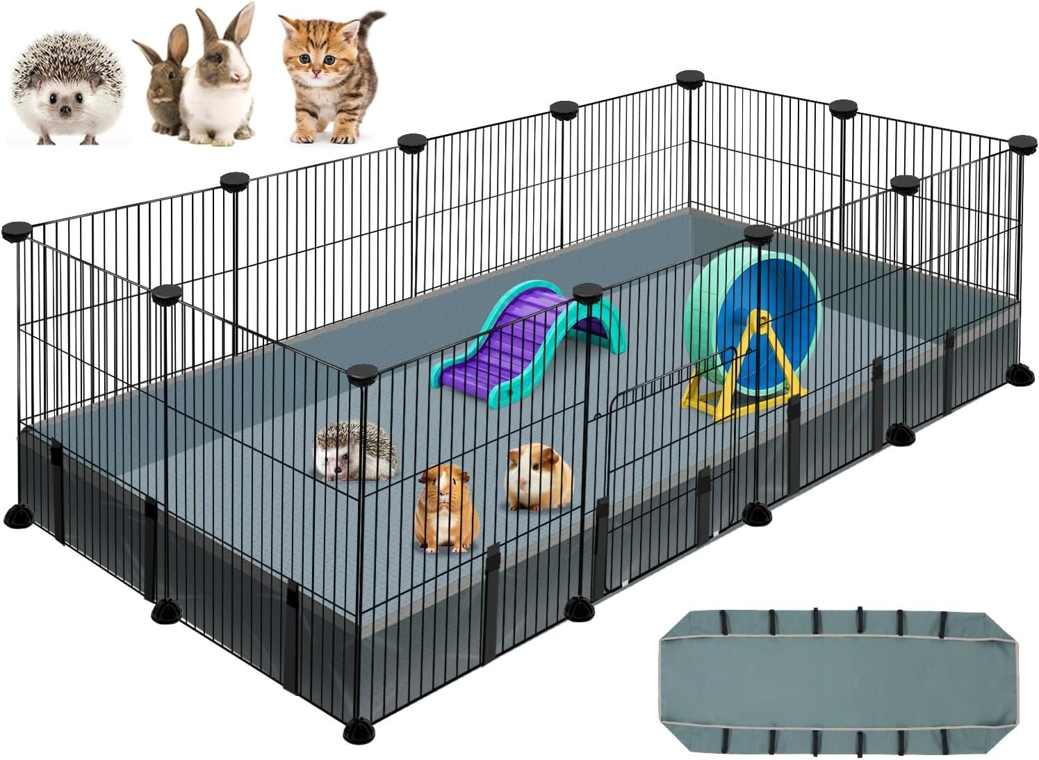 VISCOO 12 Panels Small Animal Playpen, 48″ x 24″ x 16″ Guinea Pigs Cages