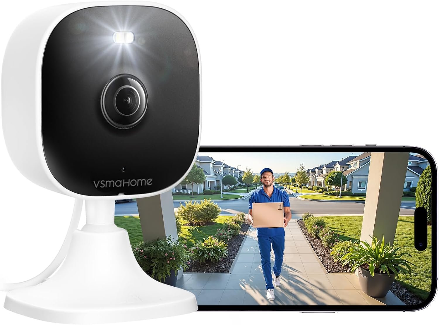 2.5K Cameras for Home Security with Audio and Video, Indoor Security Camera for Baby Monitor, 2.4g/5g Outdoor Cameras for House/Pet/Baby, Plug&Play, Support 128G Card (Not Included), 9.84ft Wire