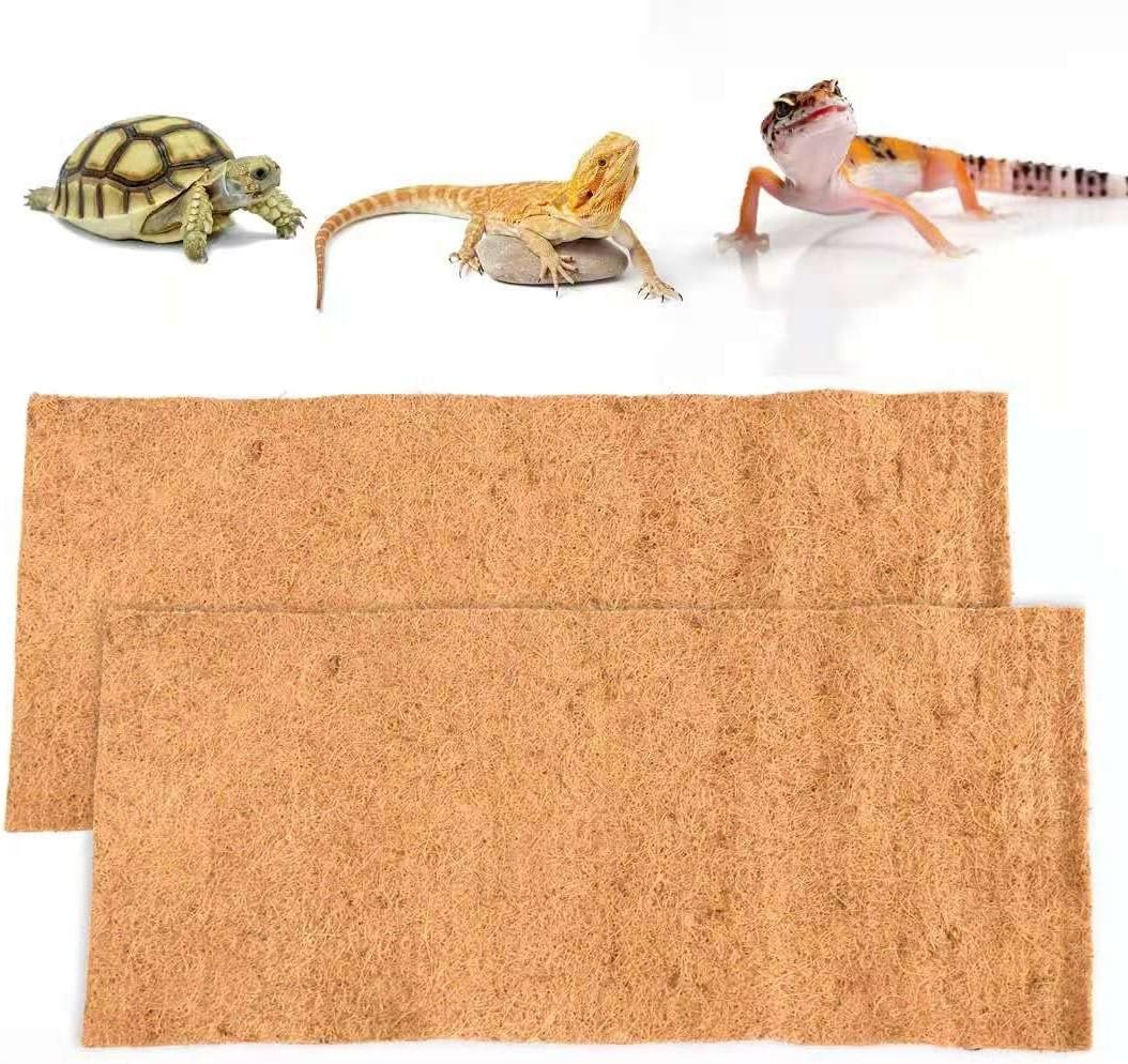 Tortoise Bedding Reptile Carpet Natural Coconut Fiber Mat 36″ x 18″ Carpet for Bearded Dragon 2 Pack Terrarium Carpet Terrarium Liner for Pet Lizard, Chameleon, Bearded Dragon, Iguana, Tortoise