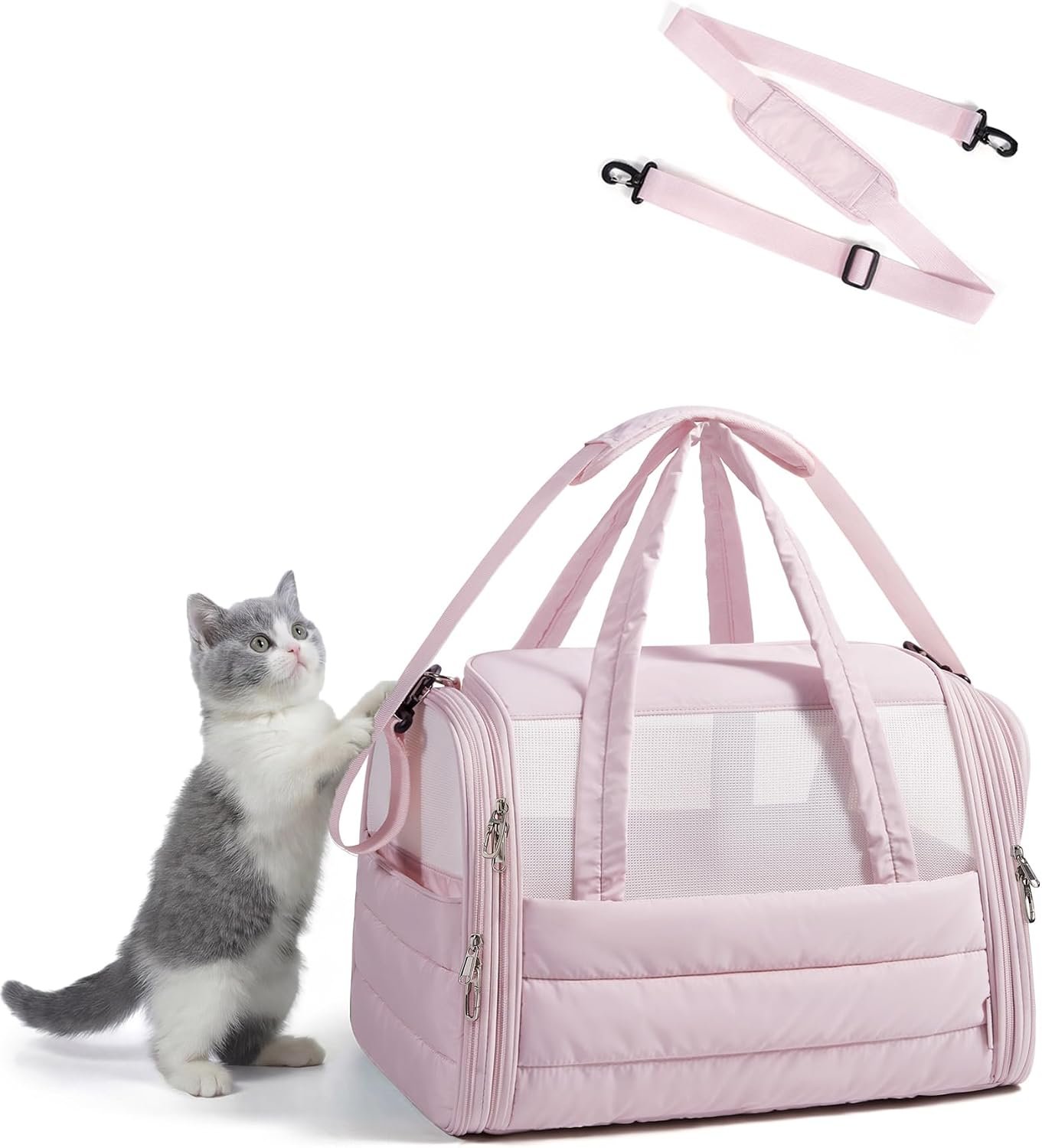 BAGSMART Cat Carrier Soft-Sided Puffy Quilted Collapsible Pet Travel Bag