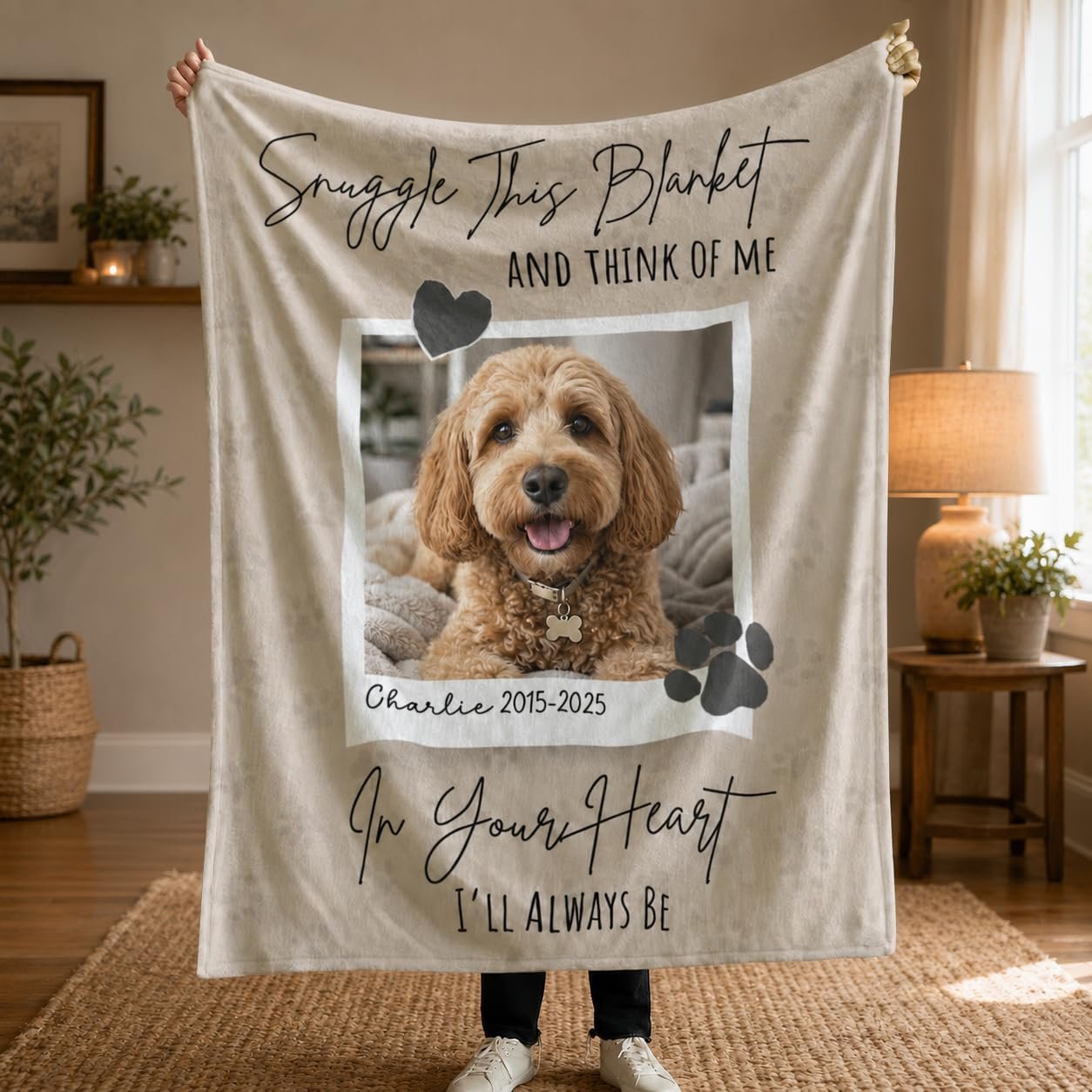 NAZENTI Personalized Pet Memorial Gifts Blanket, Custom Dog Blanket with Photo, Loss of Pet Sympathy Gift, Dog Passing Away Bereavement Gifts, Dogs Memorial Gift Personalized