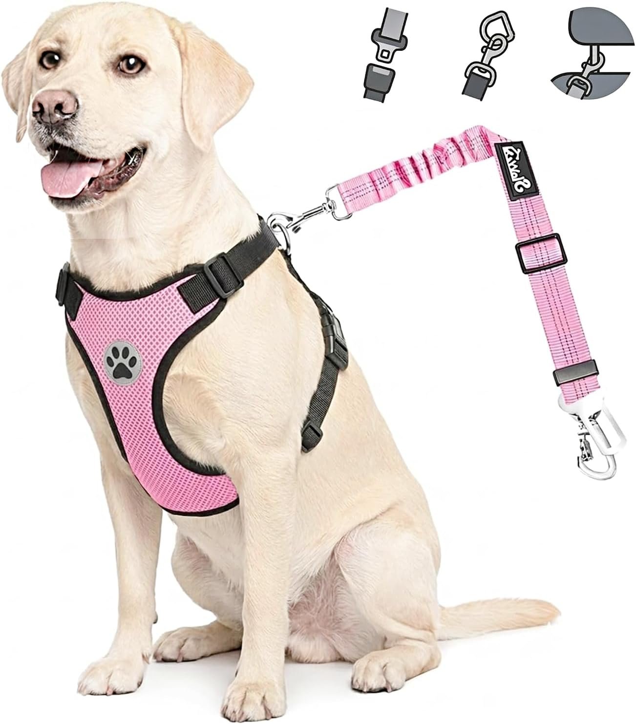 Lukovee Dog Car Harness Seat Belt, Harness & Seatbelt with 2 in 1 Buckle