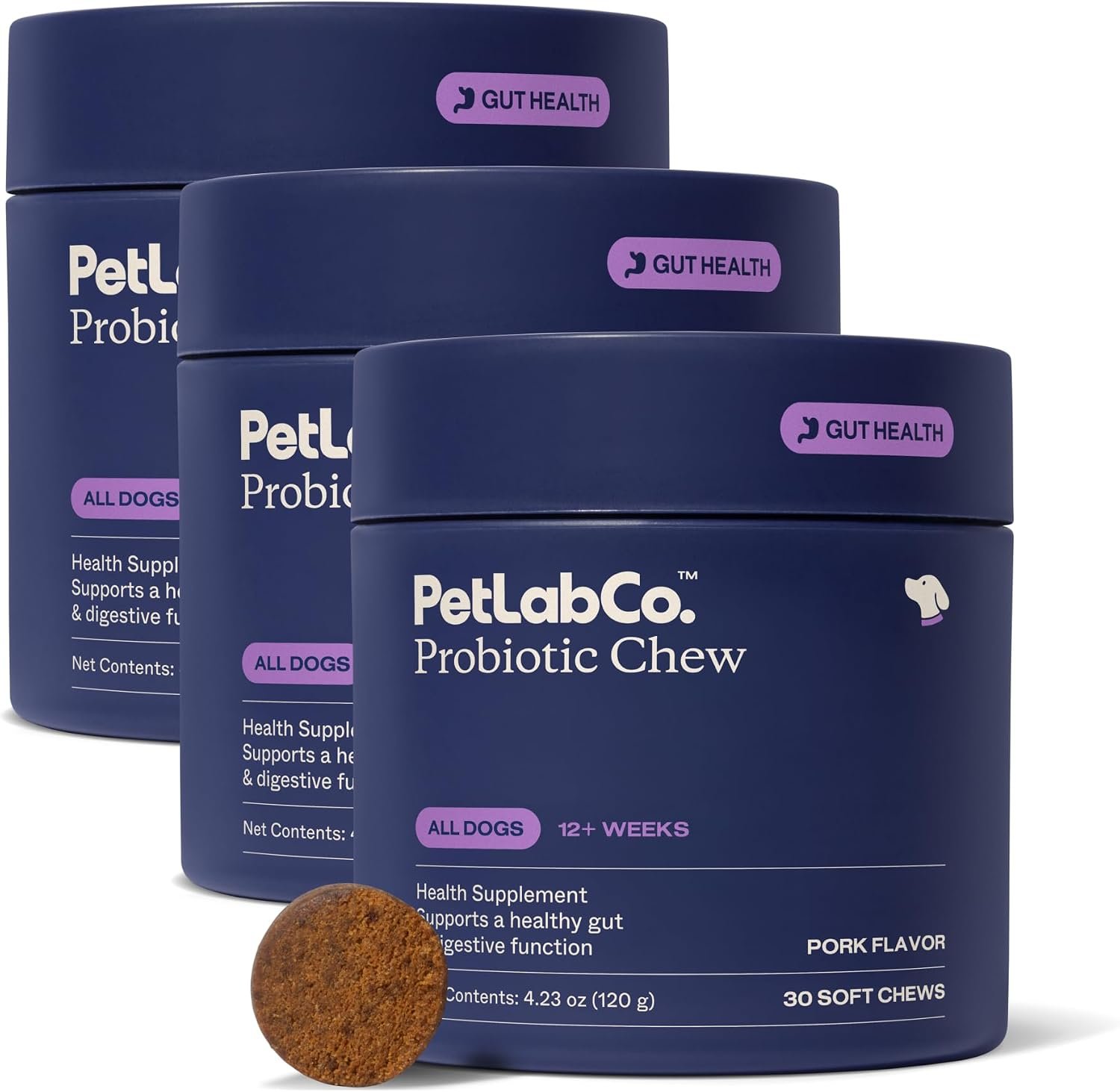 PetLab Co. Probiotic Chews for Dogs, 30 Soft Chews, 3-Pack