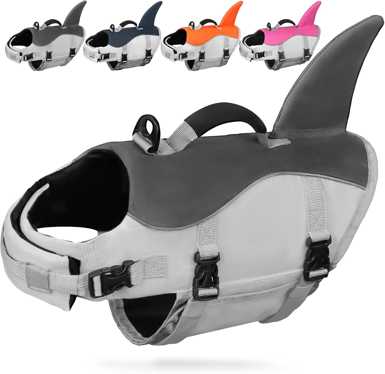 AMZNOVA Dog Swim Vest Shark Dog Life Jacket Life Vest