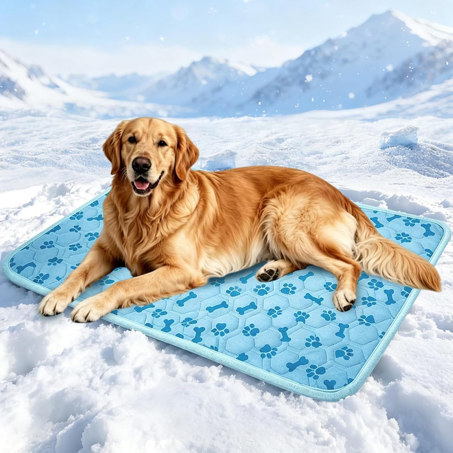 Upgraded Dog Cooling Mat for Dogs& Cats,Ice Silk Self Cooling Mat for Dogs(Q-Max>0.5),Washable Breathable Non-Slip Summer Dog Bed Mats for Crate Car Sofa Indoor Outdoor,Light Blue 35.4×27.5in