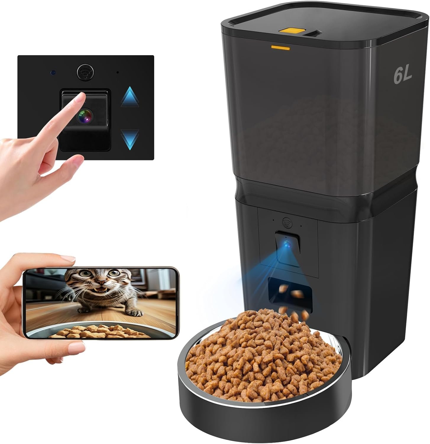 6L Smart WiFi Automatic Cat & Dog Feeder with Camera