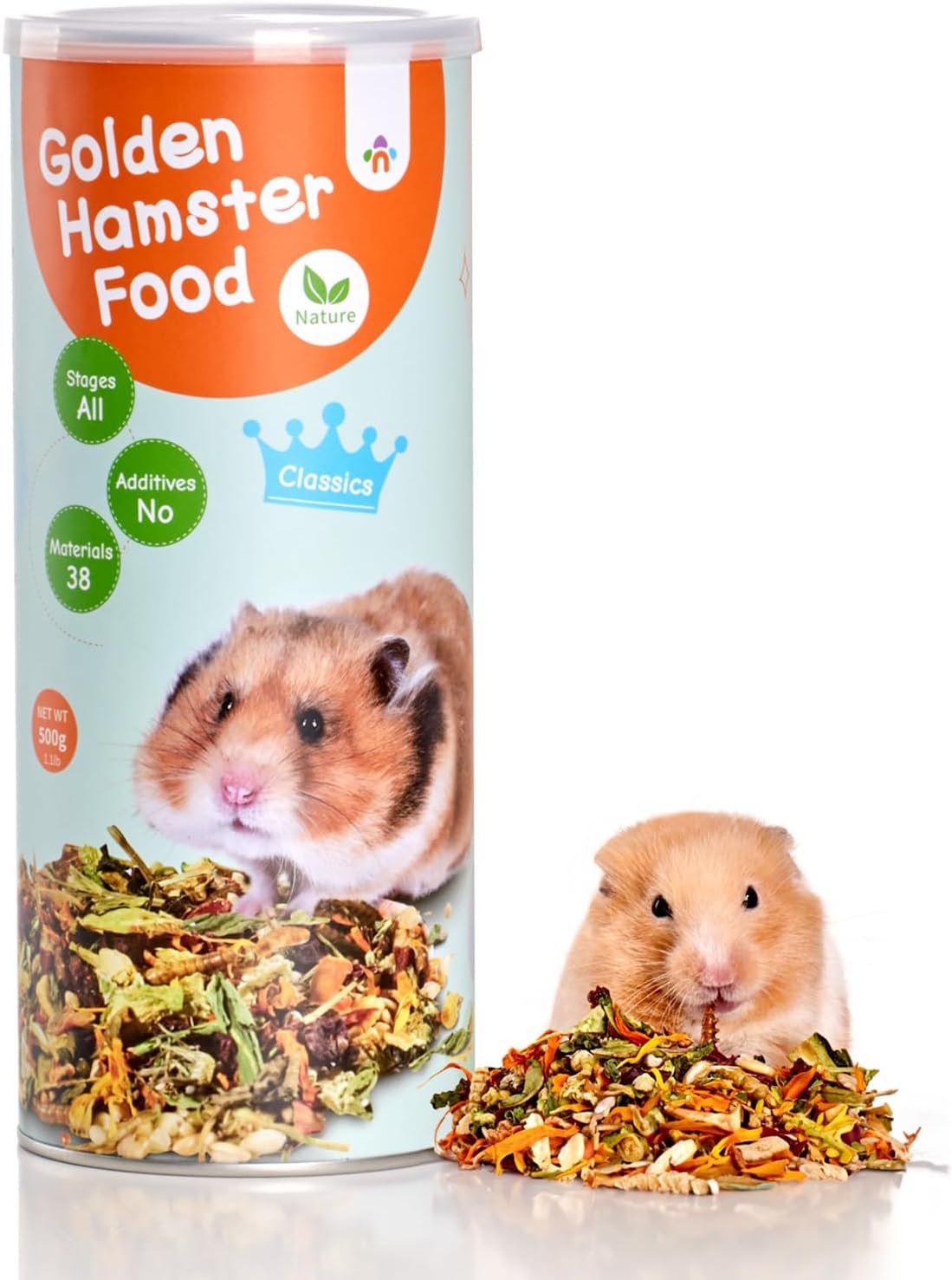 Niteangel Nature Golden Hamster Food: 500g/17.63oz Complete & Balanced Diet