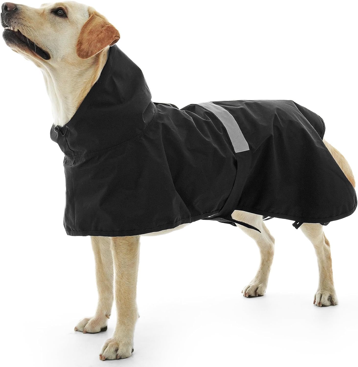 Nanaki Rain Coats for Medium Dogs with Leash Hole, Reflective Adjustable Pet Raincoat for Rainny Snow Foggy Days,Windproof Waterproof Dog Coat Jacket Vest for Outdoor Hiking Walking Hunting Black XL
