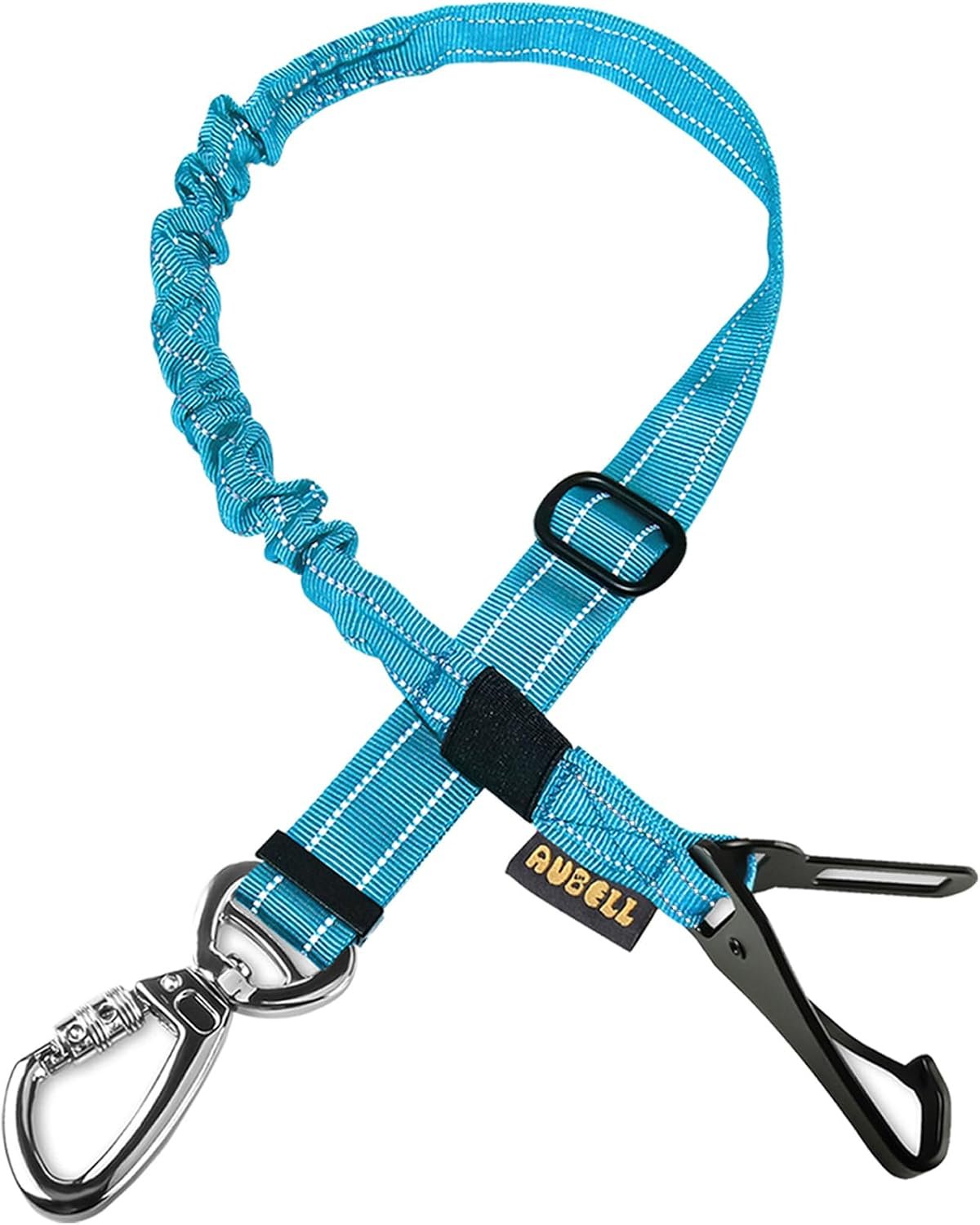 AUBELL Dog Seat Belt for Car,Updated 3-in-1 Bungee Dog Car Harness,Blue