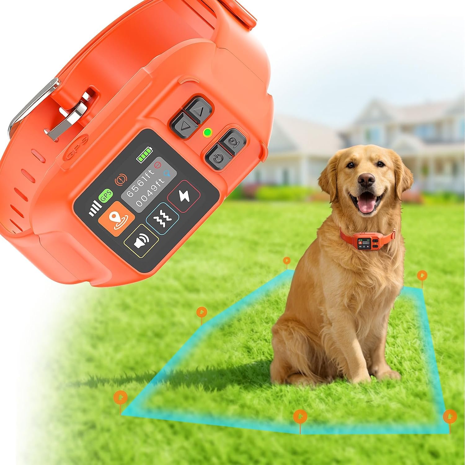 GPS Wireless Dog Fence for Medium Large Dog Custom Boundary No Subscription