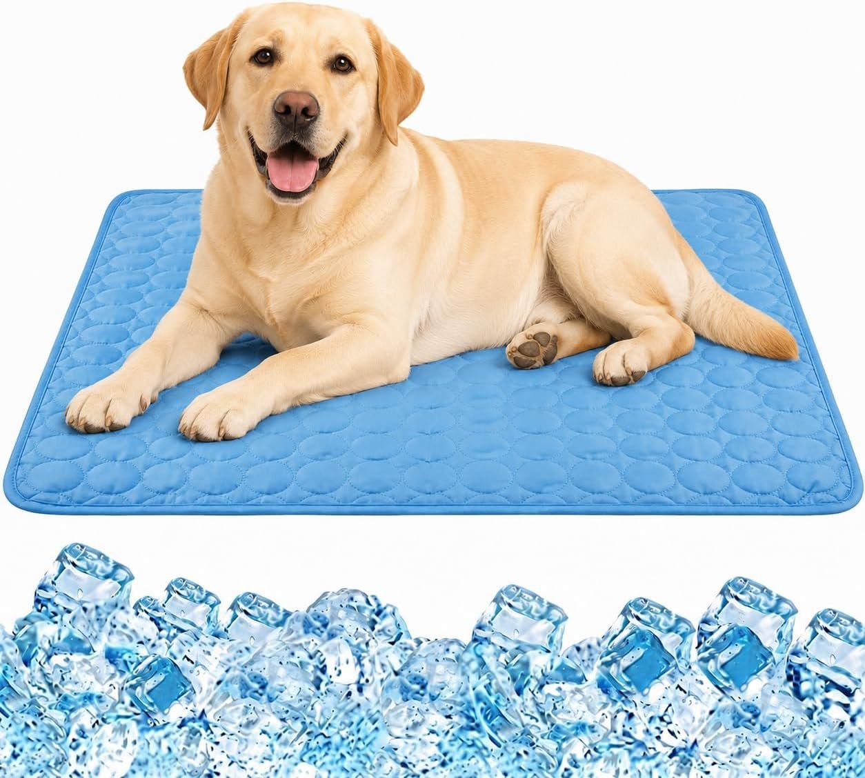 Dog Cooling Mat, 2026 Upgraded Ice Silk Summer Comfort, Self-Cooling Pressure-Activated Mat for Dogs & Cats, Helps Keep Pets Cool and Dry, Washable Non-Slip Pet Bed Mat (Blue, M( 23.6 x 19.7 in))