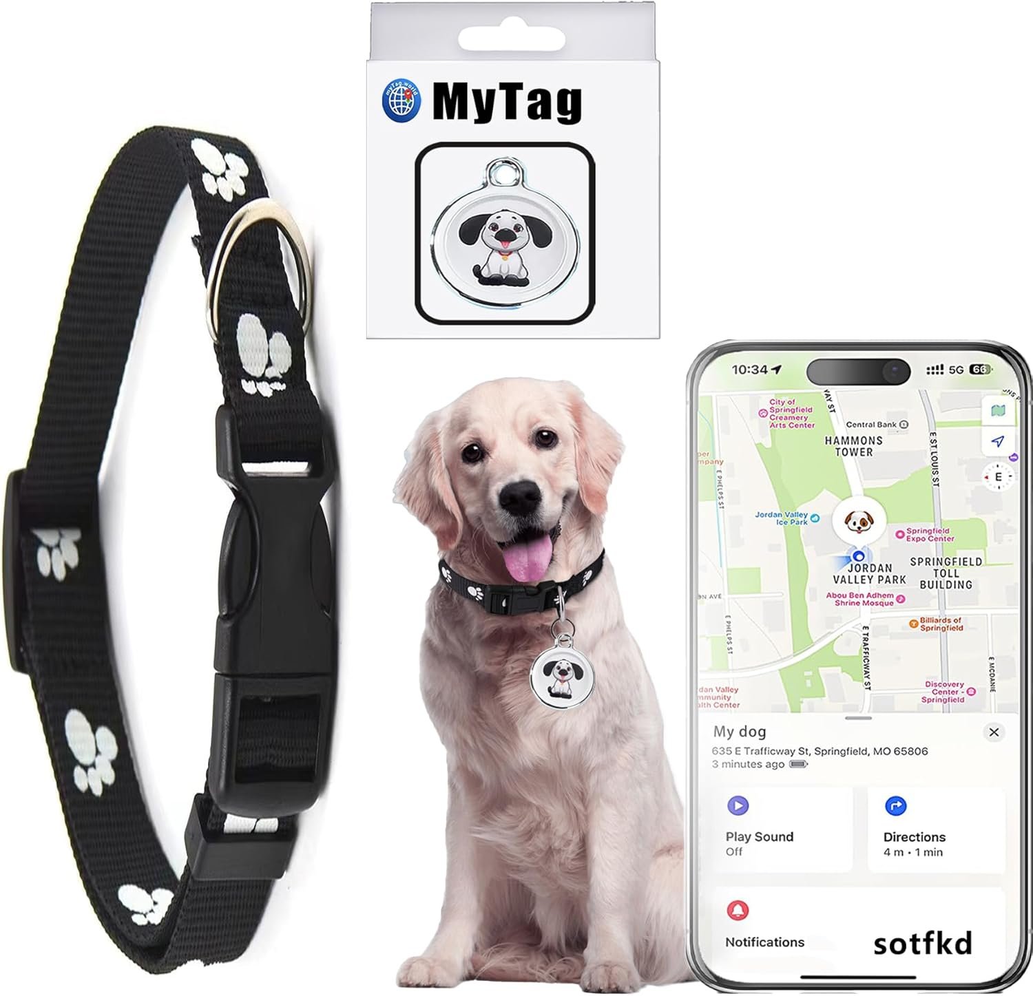 Dog Tracker-GPS Dog Collar-GPS Tracker for Dogs-Pet Tracker | Dual-System Tracker | Android and iOS Universal | No Monthly Fee | Waterproof | Works with Any Collar—1