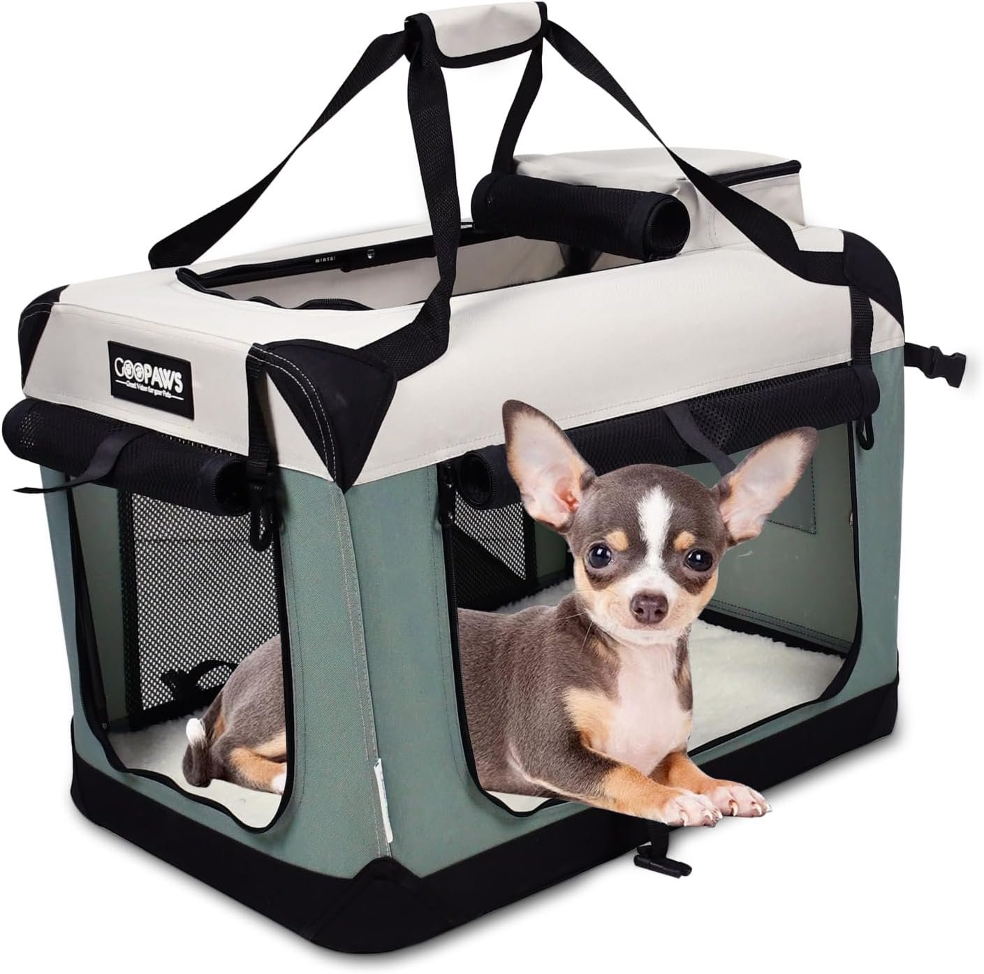 JESPET 3 Door Soft Dog Crates Kennel, Collapsible Travel Pet Carrier