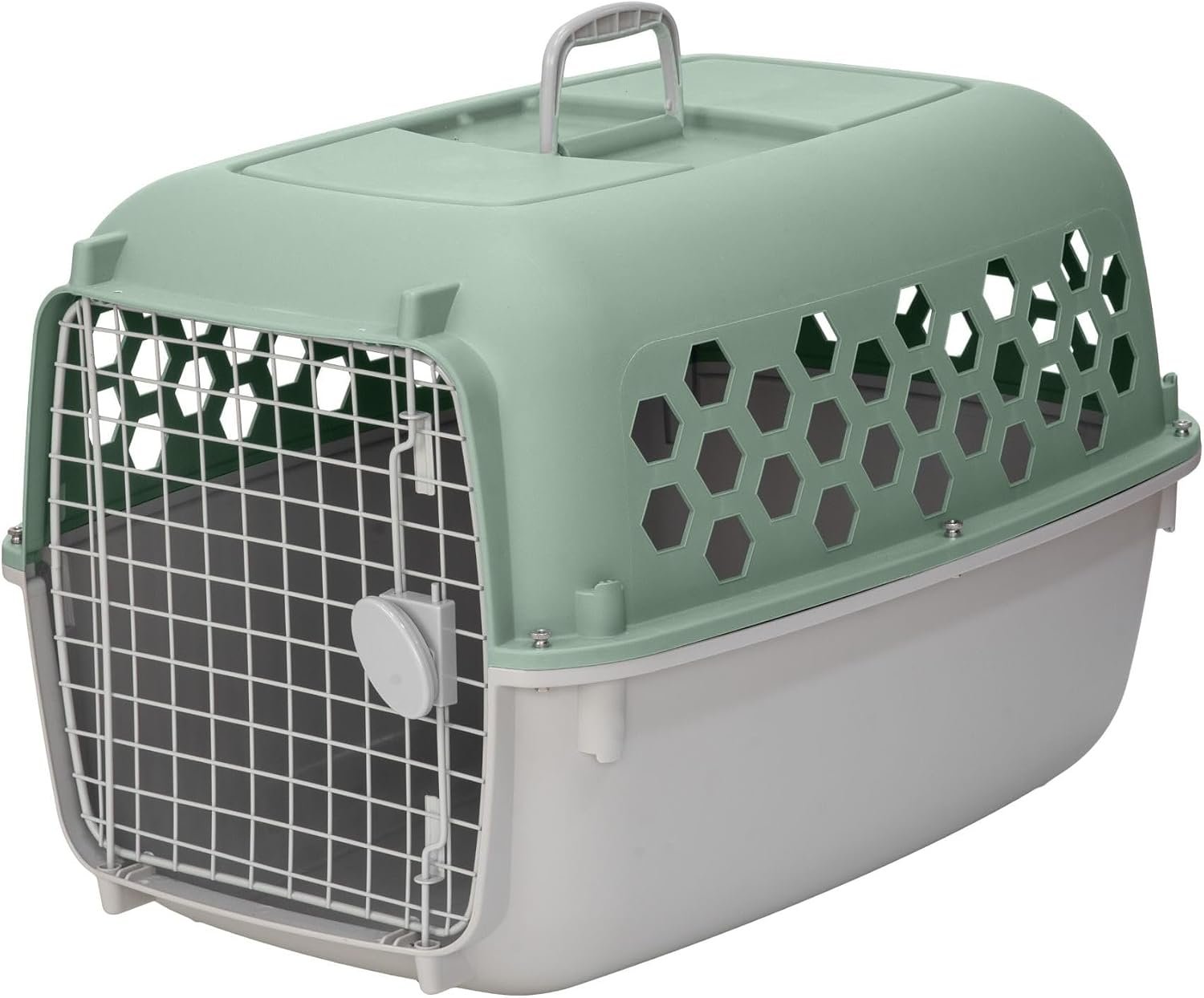 26 Inch Plastic Portable Dog Kennel, Green Hard-Sided Pet Travel Crate for Small Medium Dogs