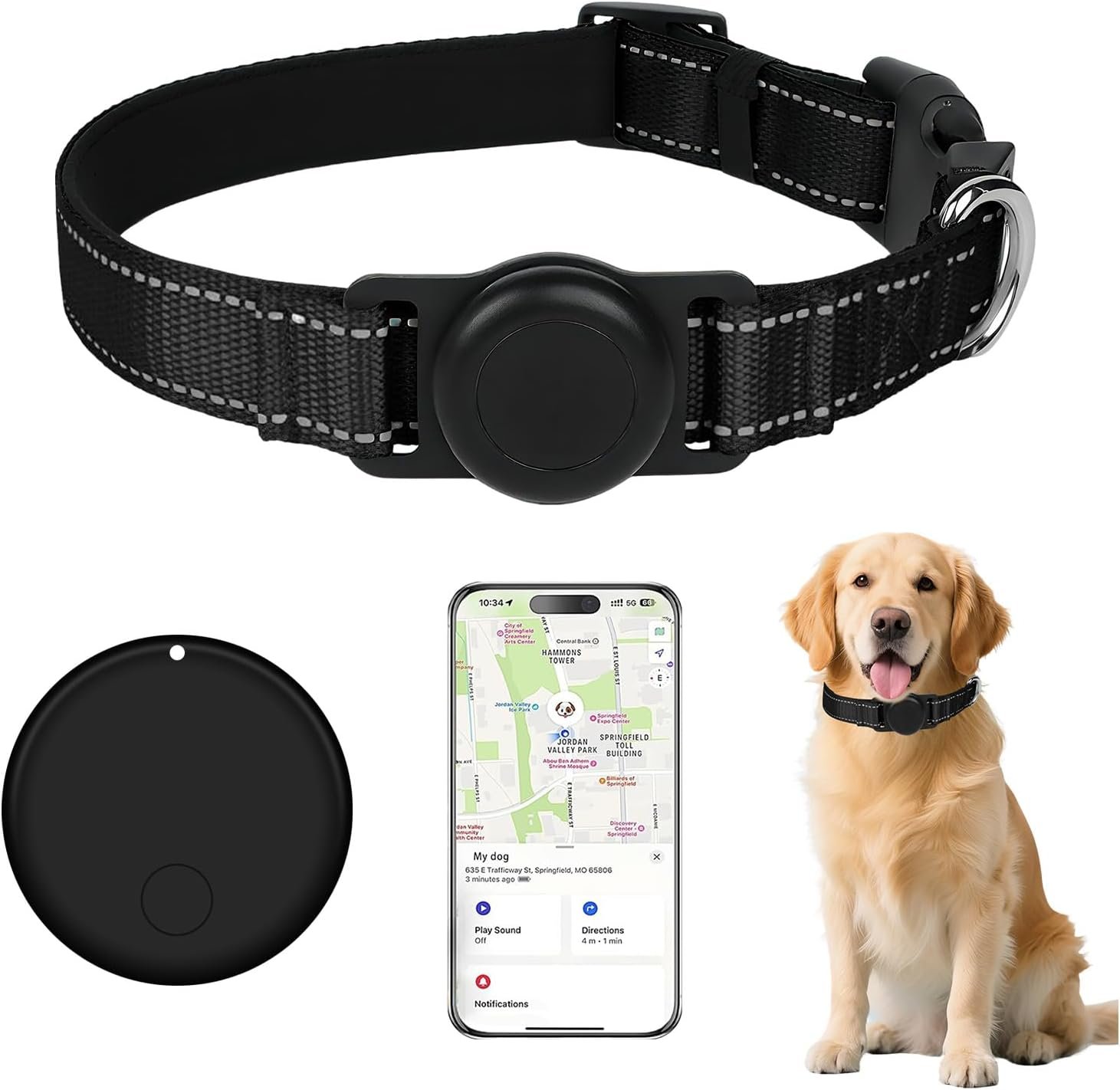GPS Tracker for Dogs (1 Pack), Mini GPS Cat Tracker, Smart Pet Activity Tracker (iOS Only), No Monthly Fee, Compatible with Apple Find My, Anti-Lost, Finder Tag for Vehicles/Pets/Kids/Items