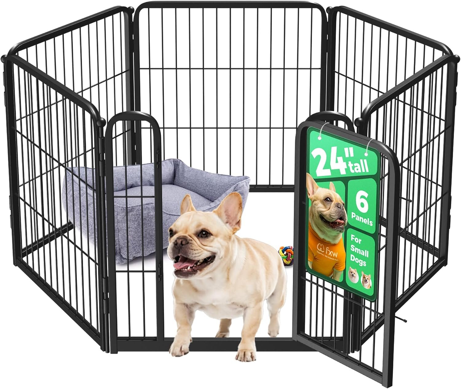 FXW Homeplus Indoor Dog Playpen, 24″ H, 6 Panels, for Puppies & Small Dogs