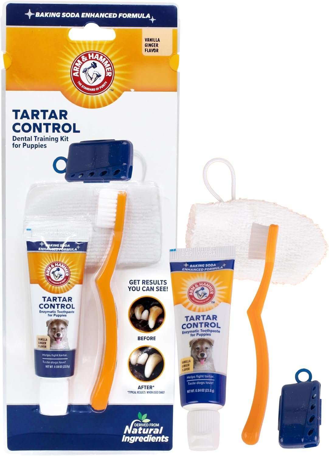 Arm & Hammer Tartar Control Puppy Dental Training Kit, Vanilla Ginger, 3 Pc