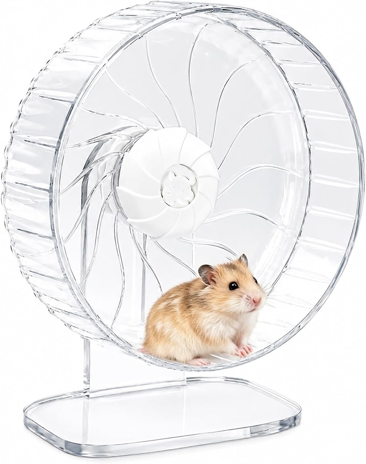 10 inch Silent Hamster Wheel with Adjustable Stand, Large Size, Clear