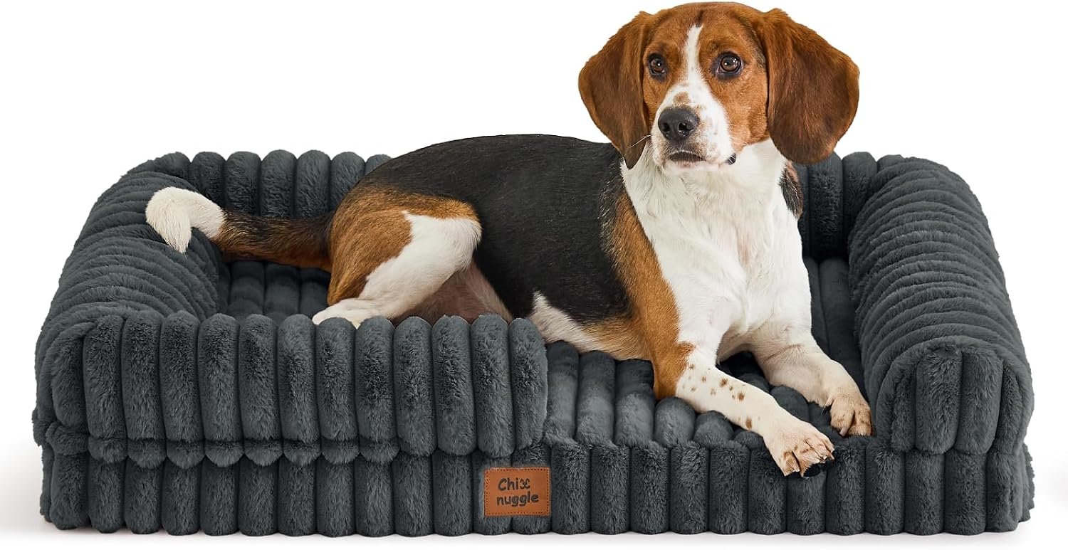 ChiXnuggle Faux Fur Orthopedic Dog Bolster Bed, Waterproof Washable Cover