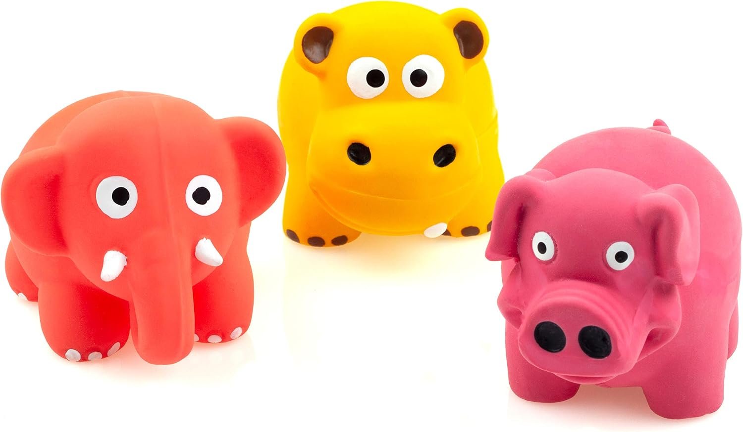 CHIWAVA 3PCS 3.2” Squeak Latex Puppy Toy Standing Animal Set for Small Dog | Elephant Cow Animal Design, Assorted Color Interactive Play for Indoor & Outdoor Fetch and Throw