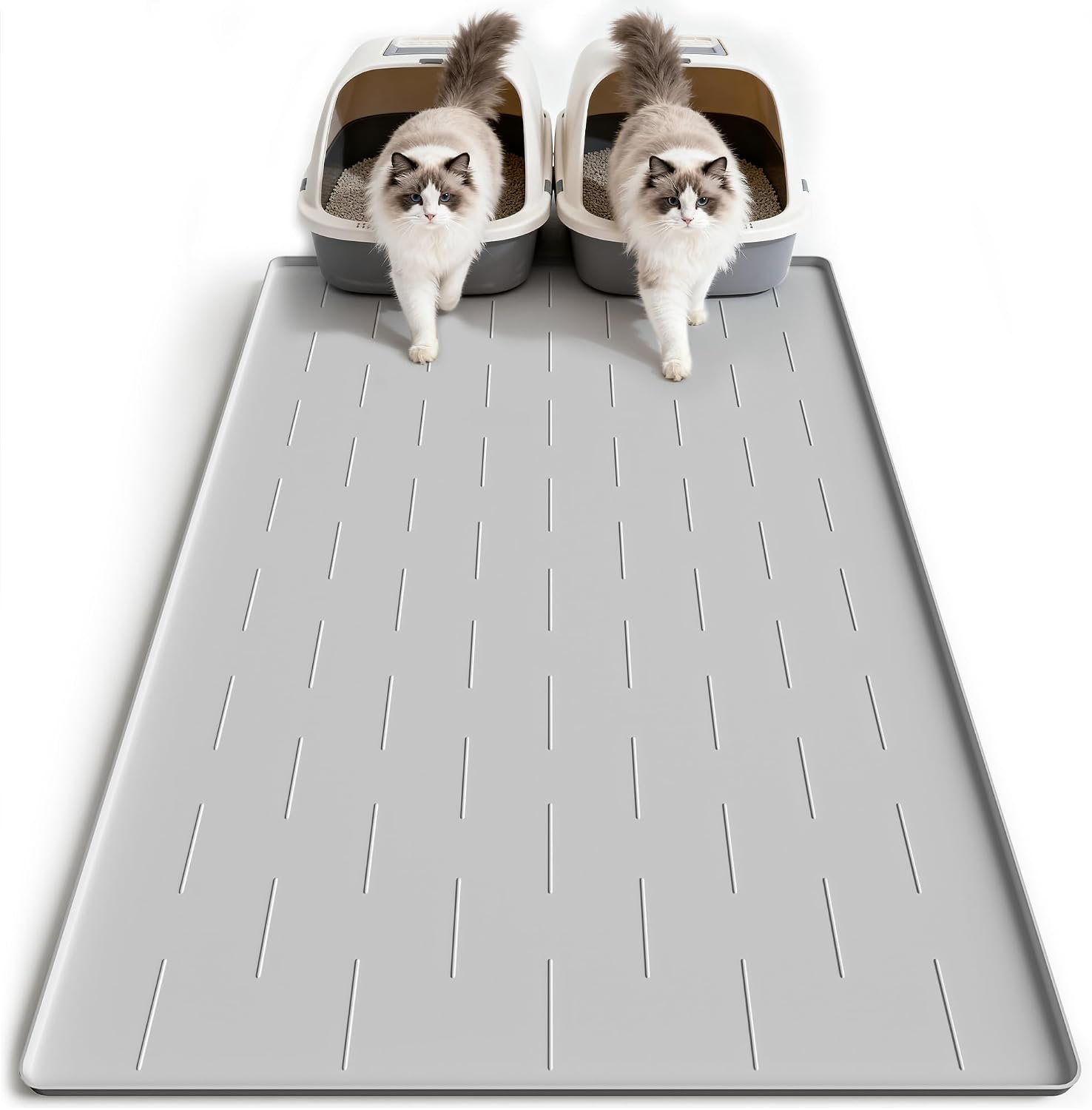 Pieviev Extra Large Silicone Litter Box Mat, Easy to Clean, 40” x 28”