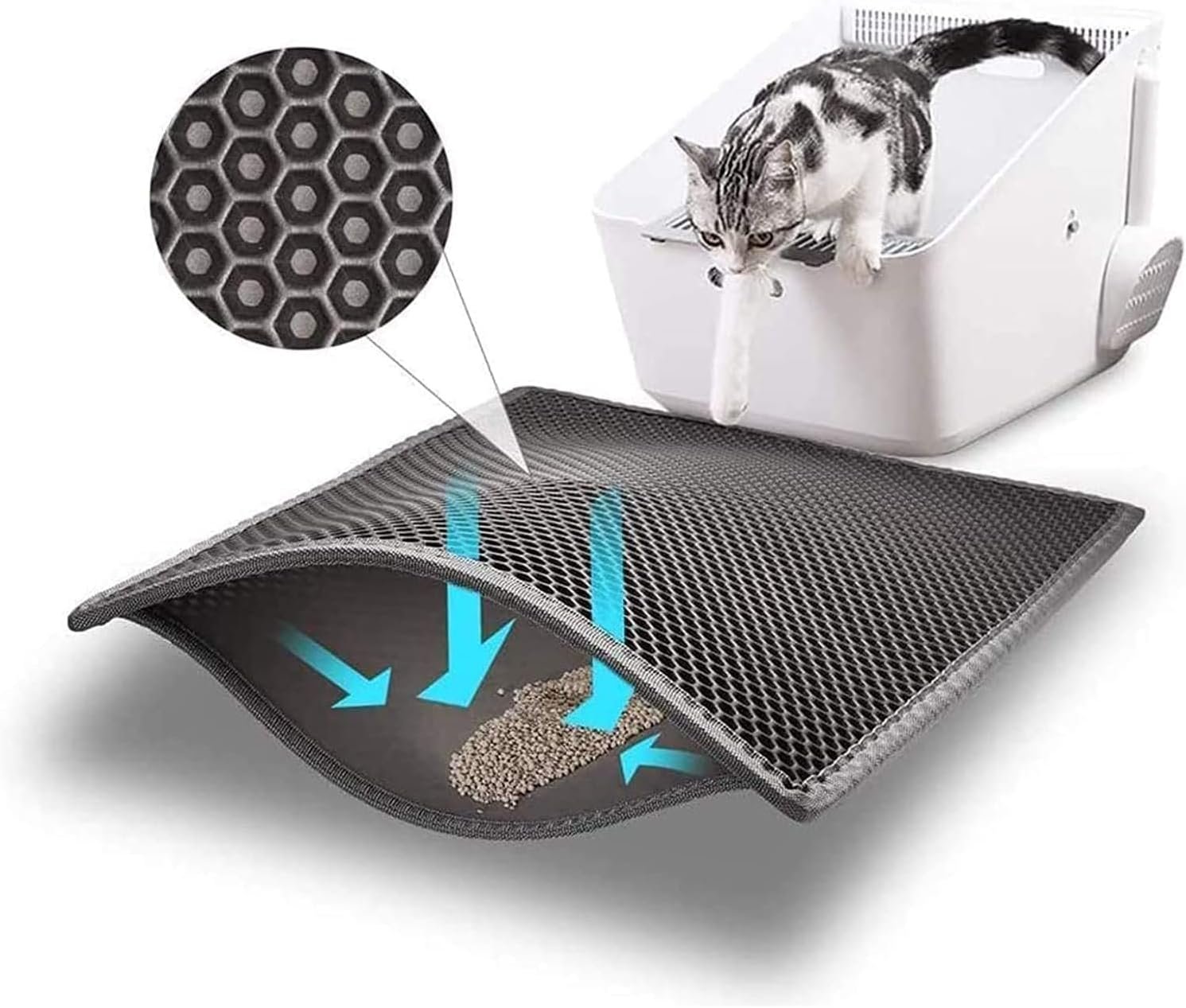 Bulkniu Cat Litter Mat, 15″x24″, Waterproof, Durable & Easy to Clean, Grey