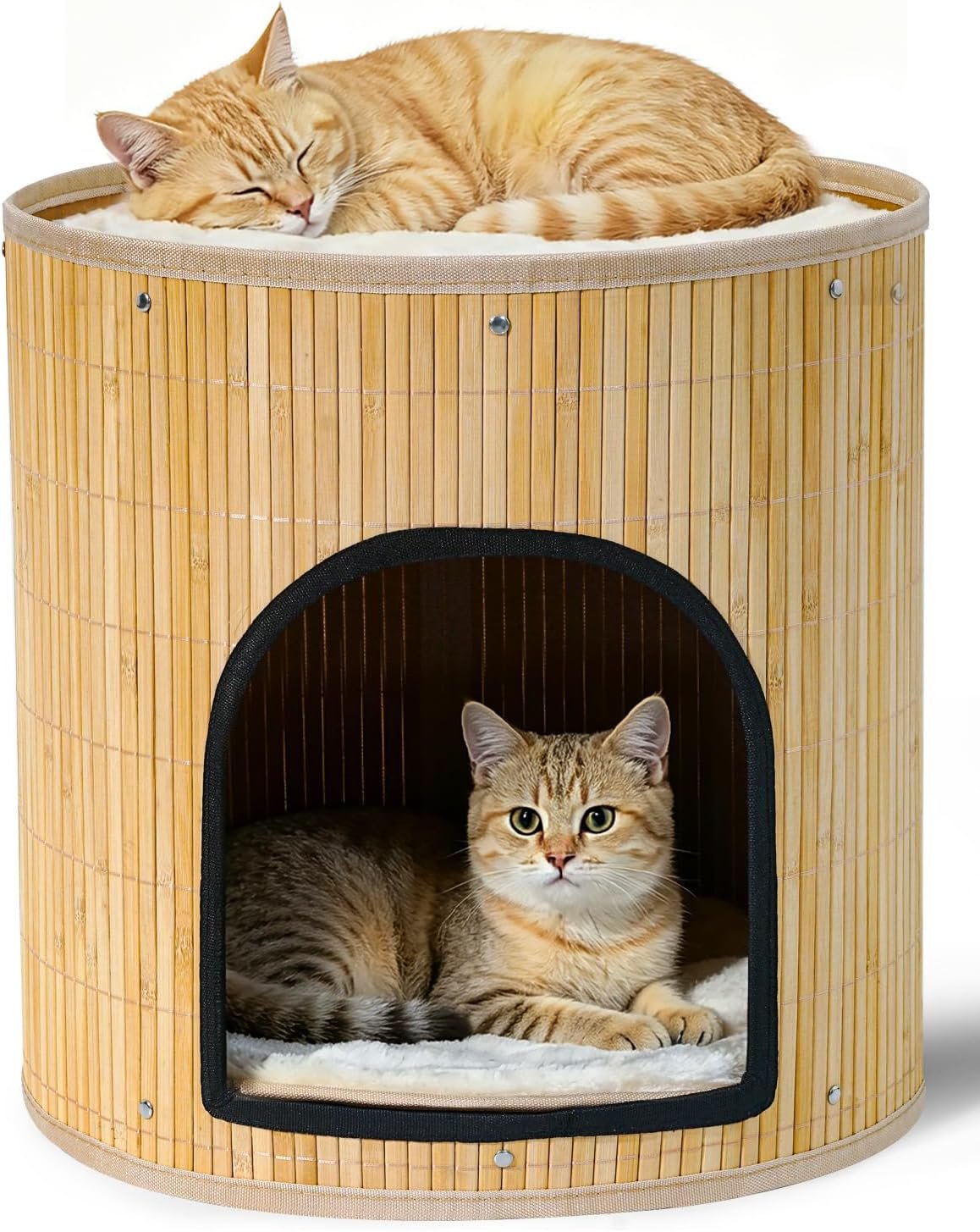 SYANDLVY Large Cat House, Kitten Condo with Bed for Indoor Cats, Portable ﻿