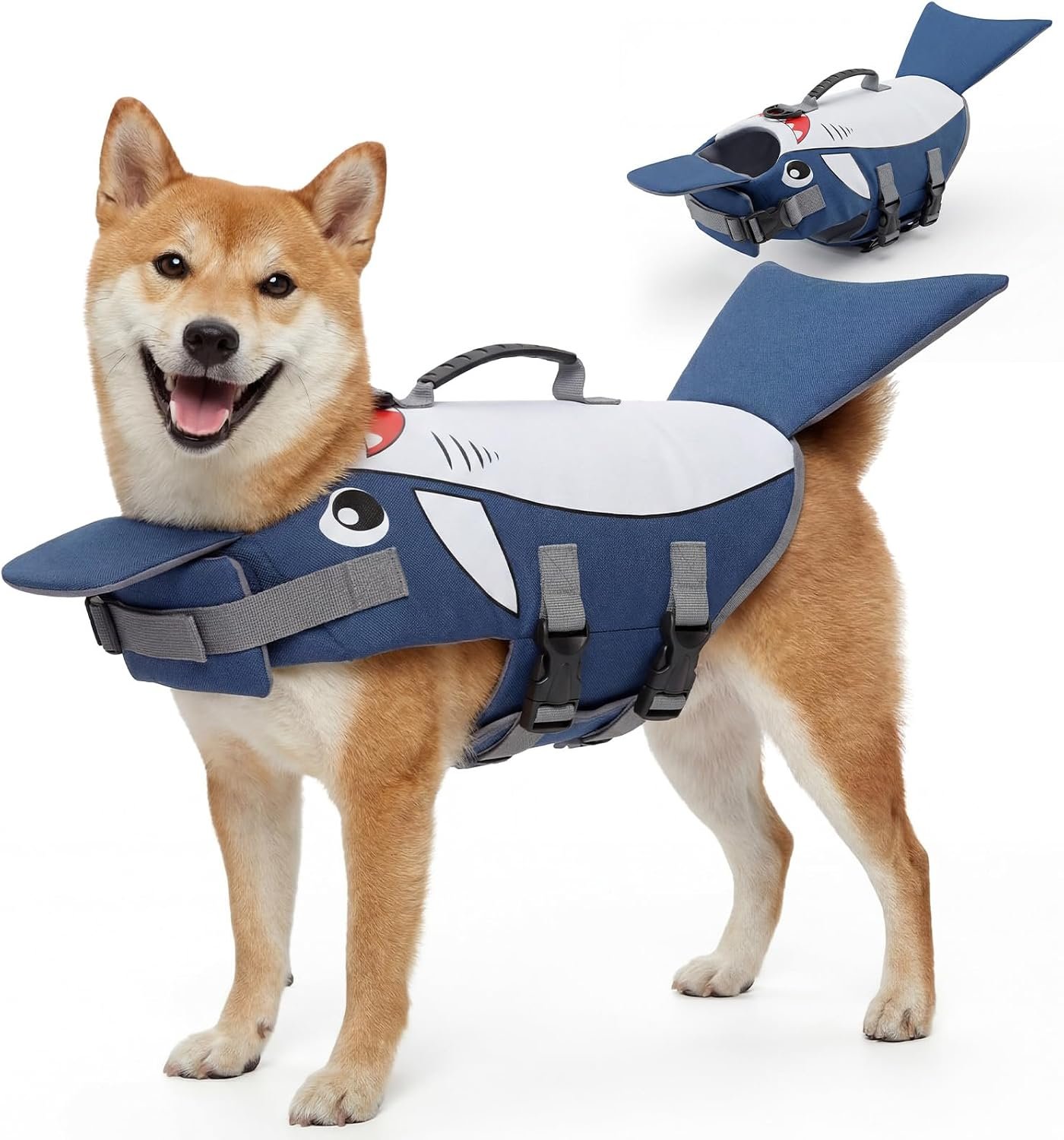 Shark Dog Life Jacket, Dog Swimming Vest with Front Float