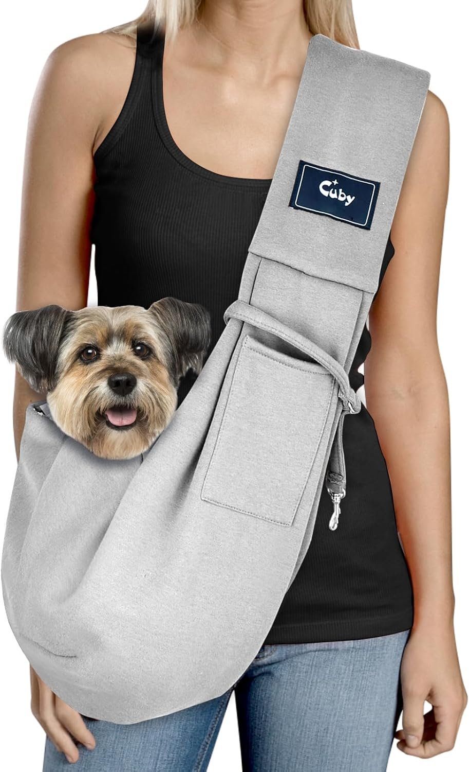 CUBY Dog and Cat Sling Carrier – Hands Free Reversible Pet Papoose Bag – Soft Pouch and Tote Design – Suitable for Puppy, Small Dogs Cats Outdoor