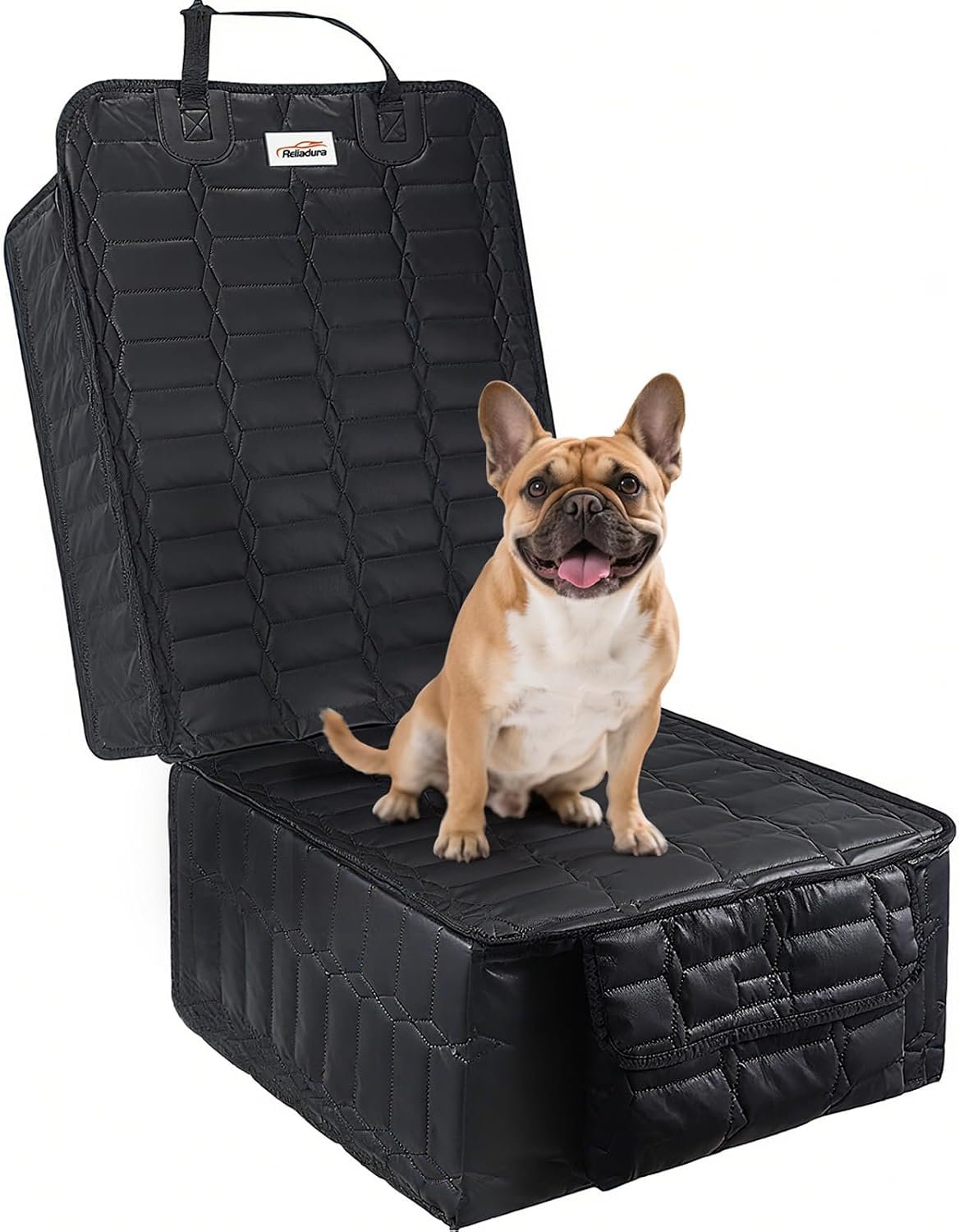 Reliadura Front Seat Covers for Dogs, Waterproof Leather Dog Car Seat Cover, Full Coverage Nonslip Scratchproof Pet Car Seat Protector, Fits Cars, Small Trucks, SUVs Bucket Seat Cover