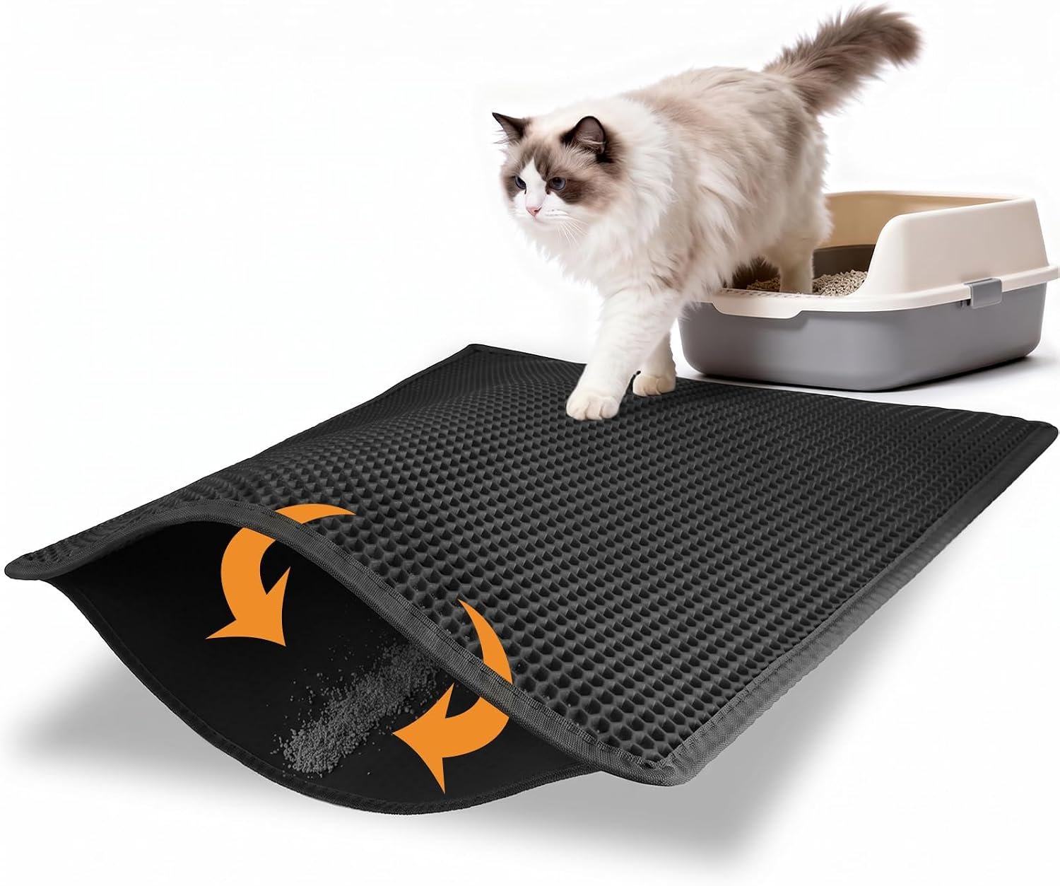 Pieviev Kitty Litter Mat, Double-Layer Waterproof Design, 30″ x 24″ Black