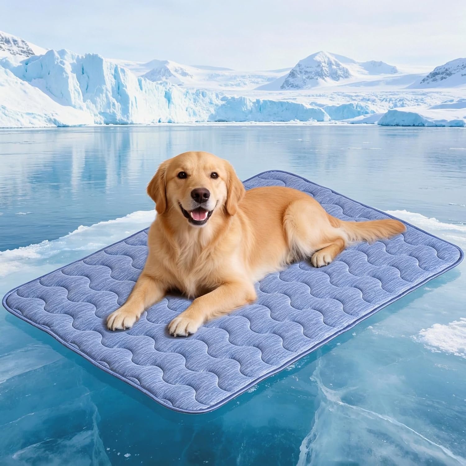 Cooling Mat for Large Dogs, 39″x 28″ Thick & Durable Dog Cooling Mat, Q-MAX>0.45, Double-Sided Cooling Pet Pad, Washable Portable Dog Cooling Mat for Couch, Crate & Car – L – Blue