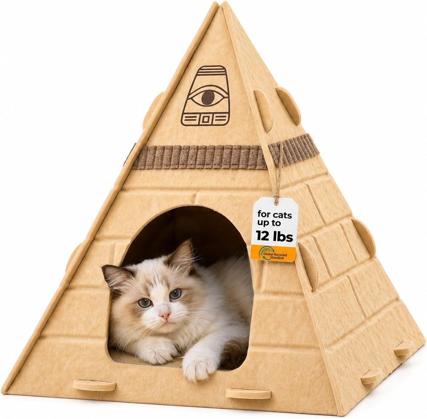 Cat Cave, Pyramid Felt Cat Scratch House for Indoor Cats