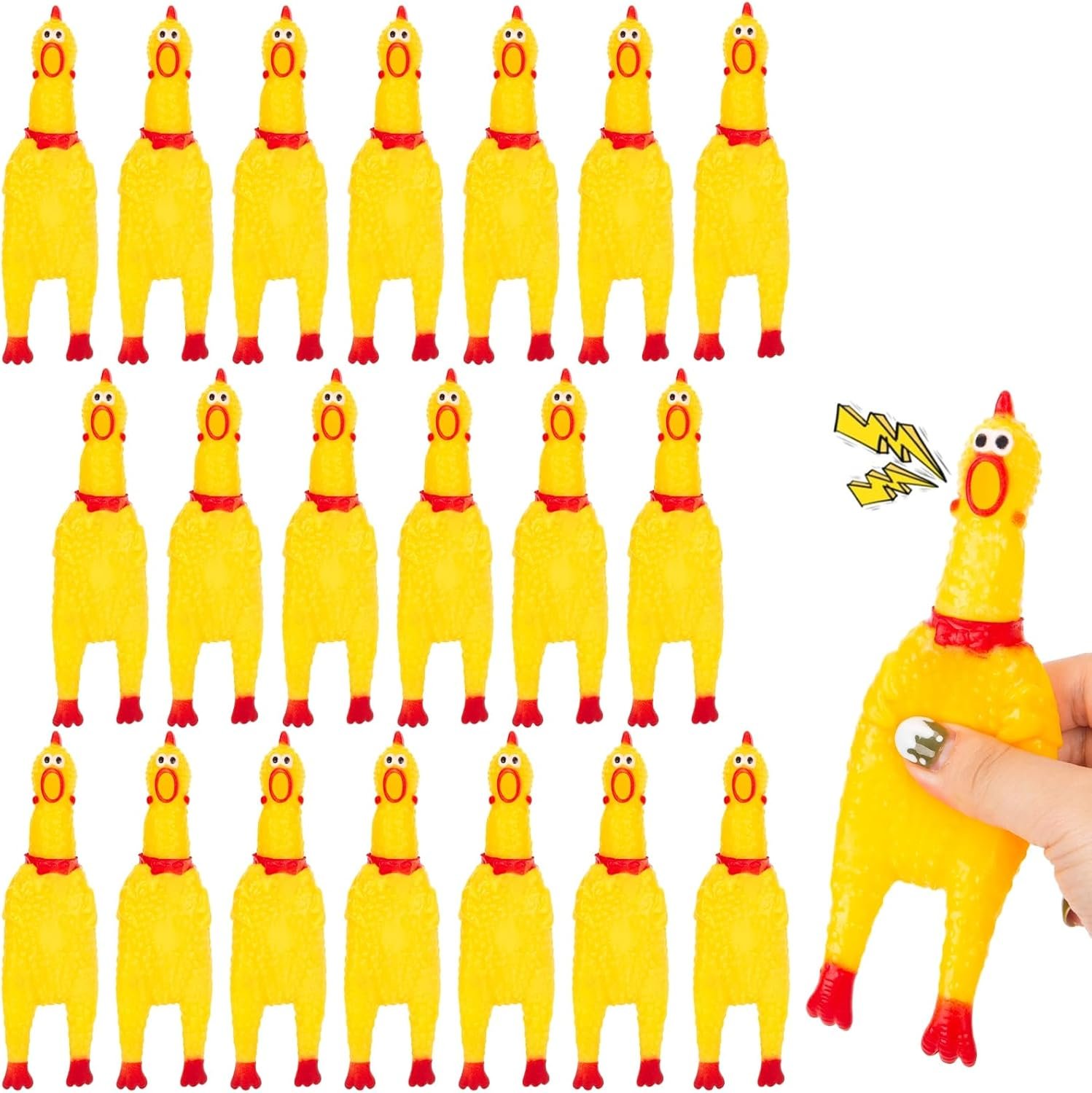 POPLAY 20 PCS Squeaky Rubber Chickens, Screaming Chickens Bulk