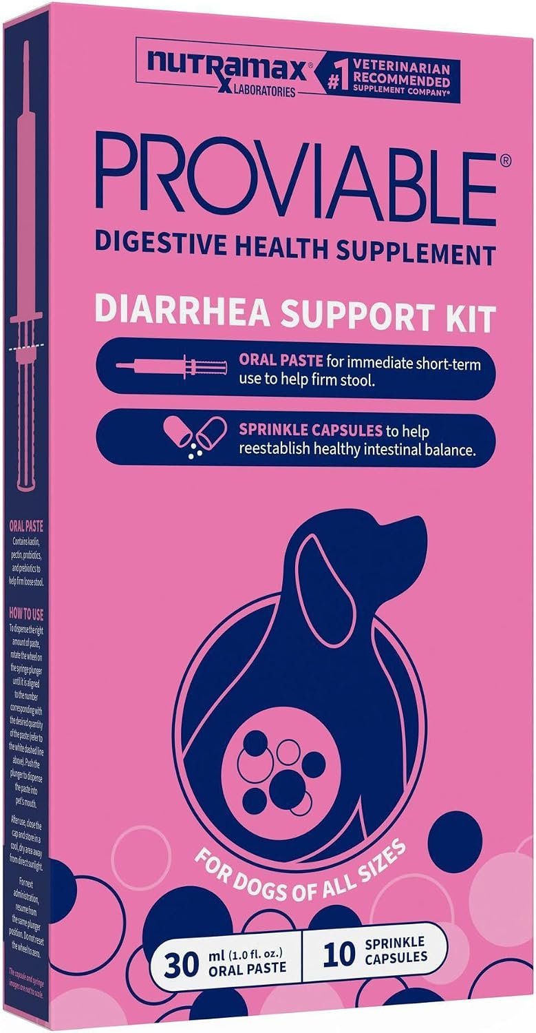 Nutramax Proviable Probiotics + Prebiotics for Dogs, Diarrhea Support Kit