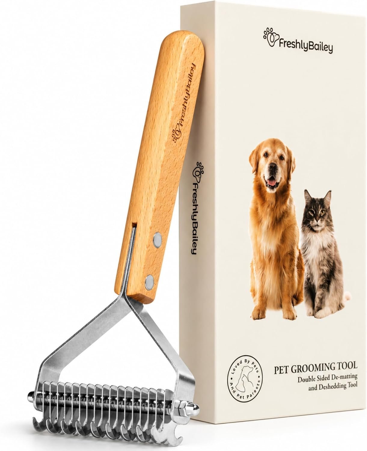 Dematting Comb for Cats and Dogs – Mat Remover – Deshedding Undercoat Rake