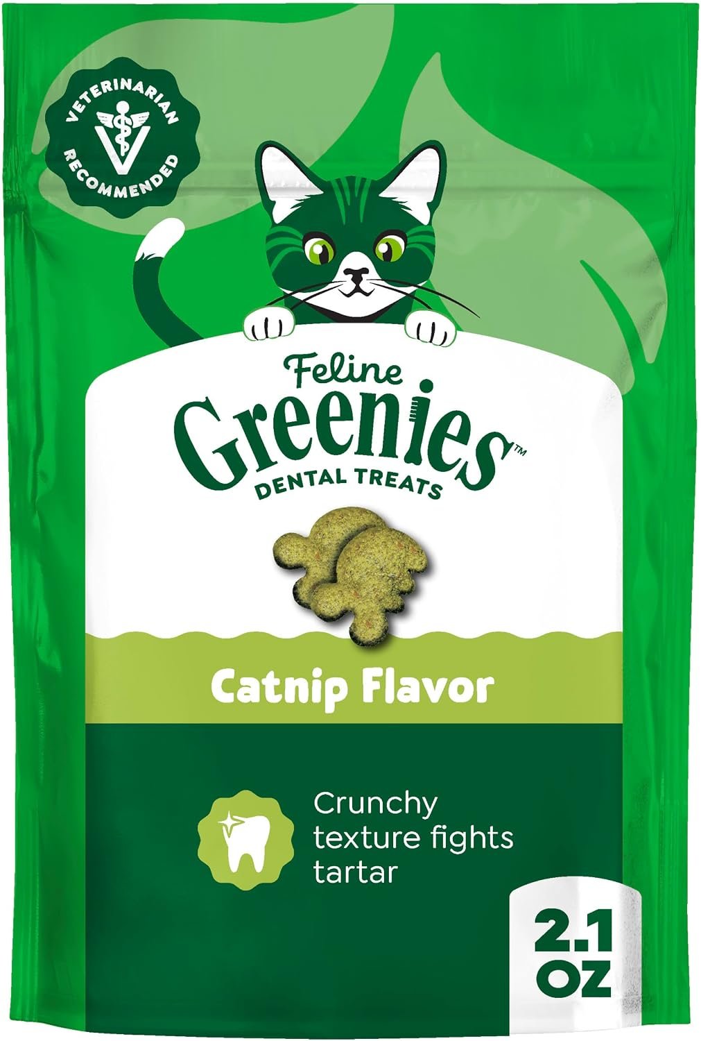 Greenies Feline Natural Dental Cat Treats, Catnip Flavor, 2.1 oz