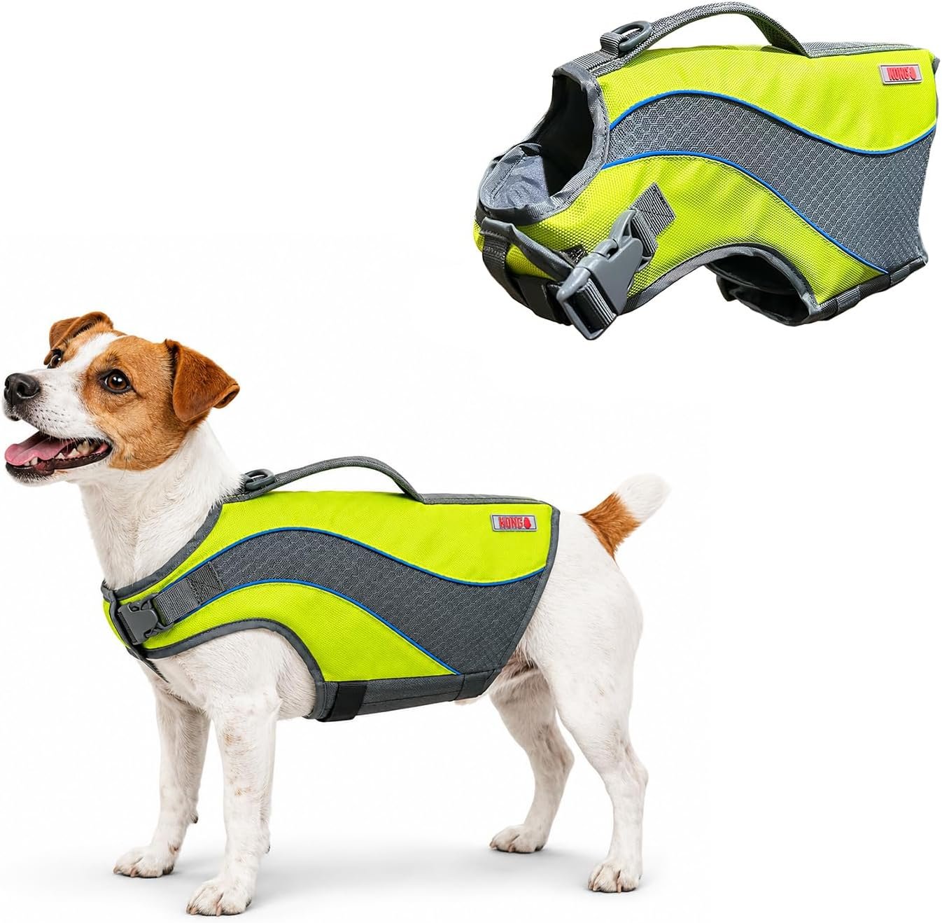 KONG HydroPro Dog Flotation Life Jacket Vest, Swimming Float Aid with Safety Handle, Adjustable Comfortable Durable Preserver High Buoyancy Coat (Small)